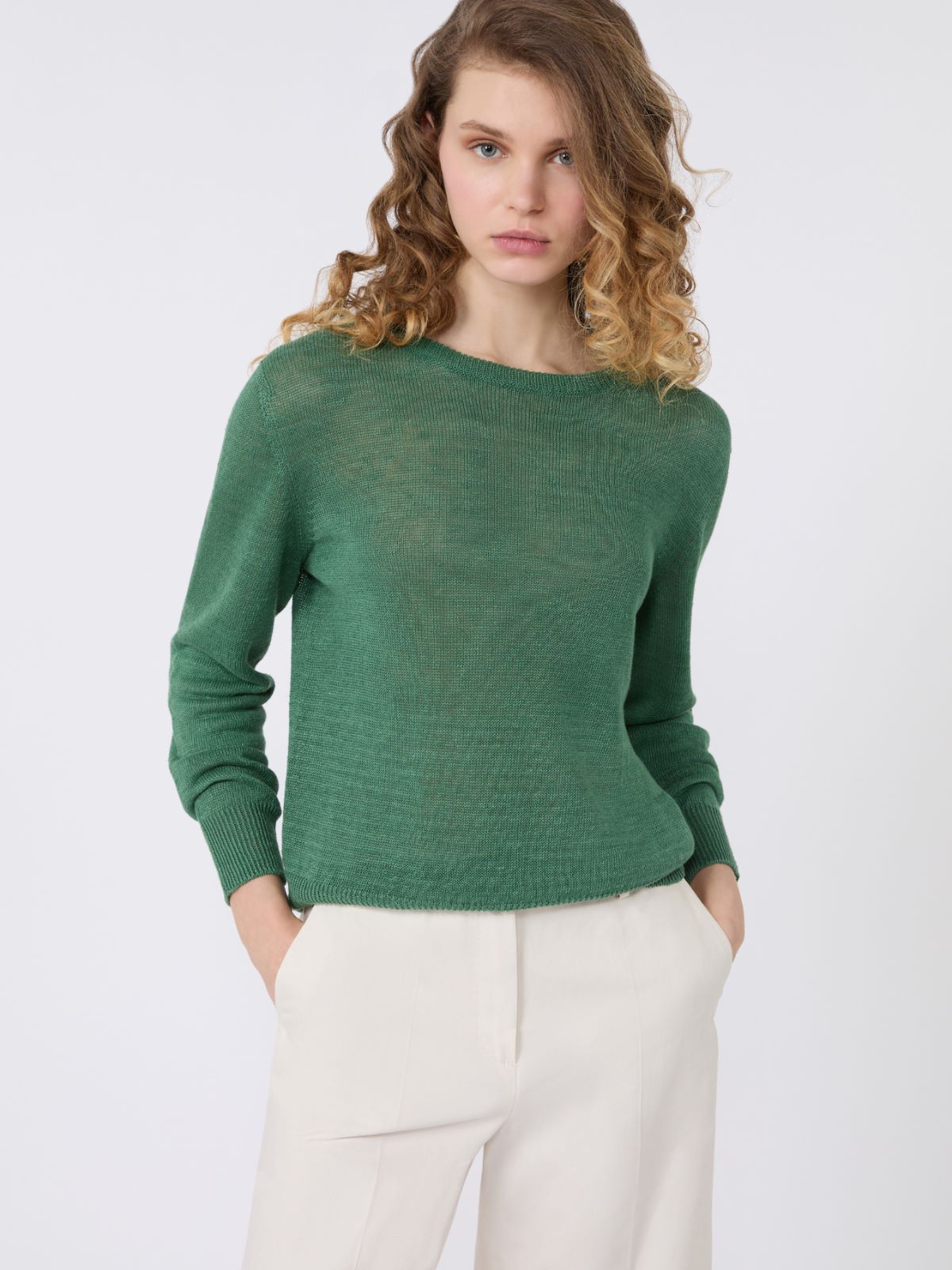 Linen yarn jumper - GREEN - Weekend - 4