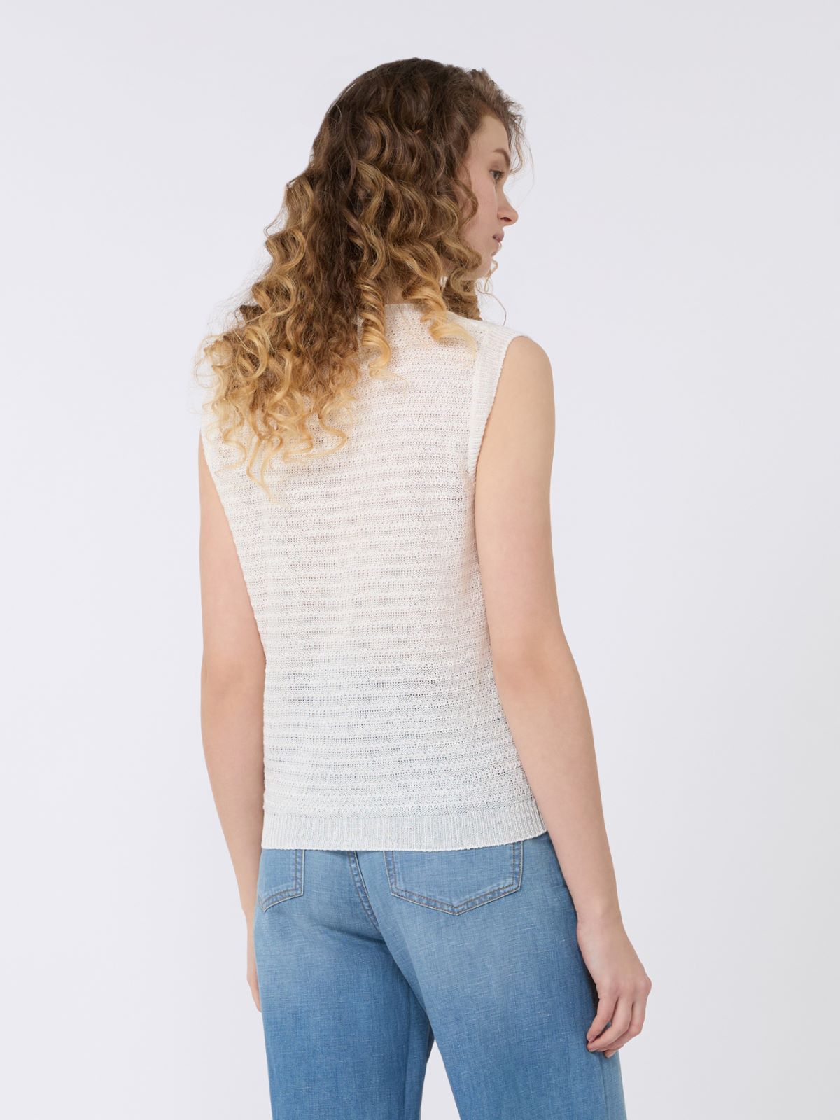 Linen yarn waistcoat - ECRU - Weekend - 3