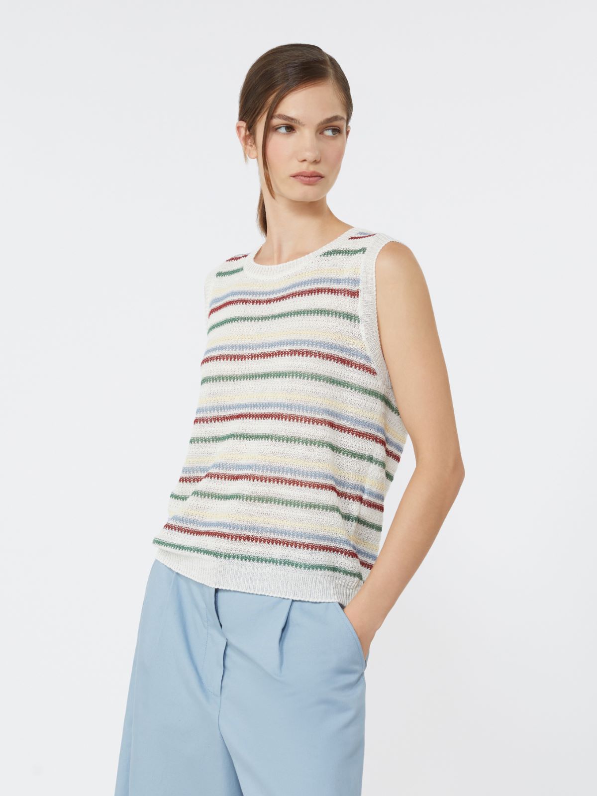 Linen yarn waistcoat - MULTICOLOUR - Weekend - 4
