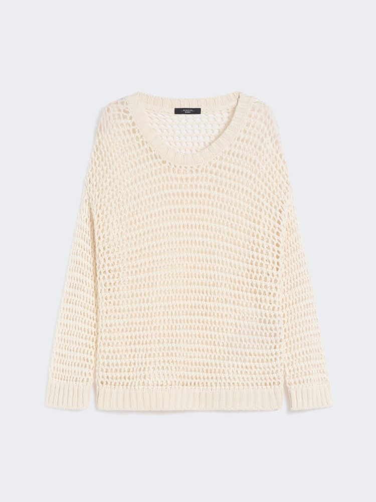Linen and cotton yarn mesh jumper - ECRU - Weekend - 2