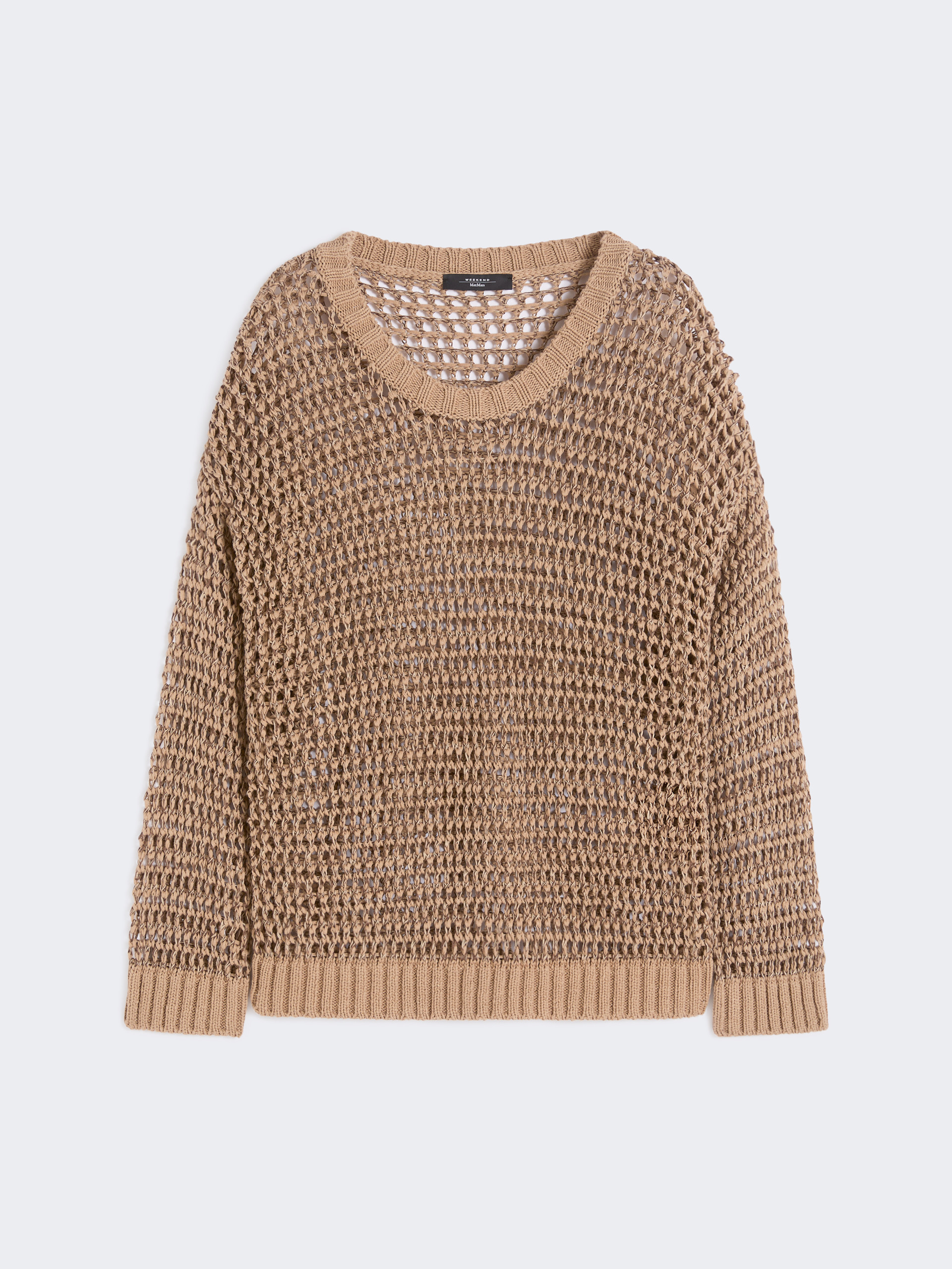 Linen and cotton yarn mesh jumper - TOBACCO - Weekend Max Mara - 5