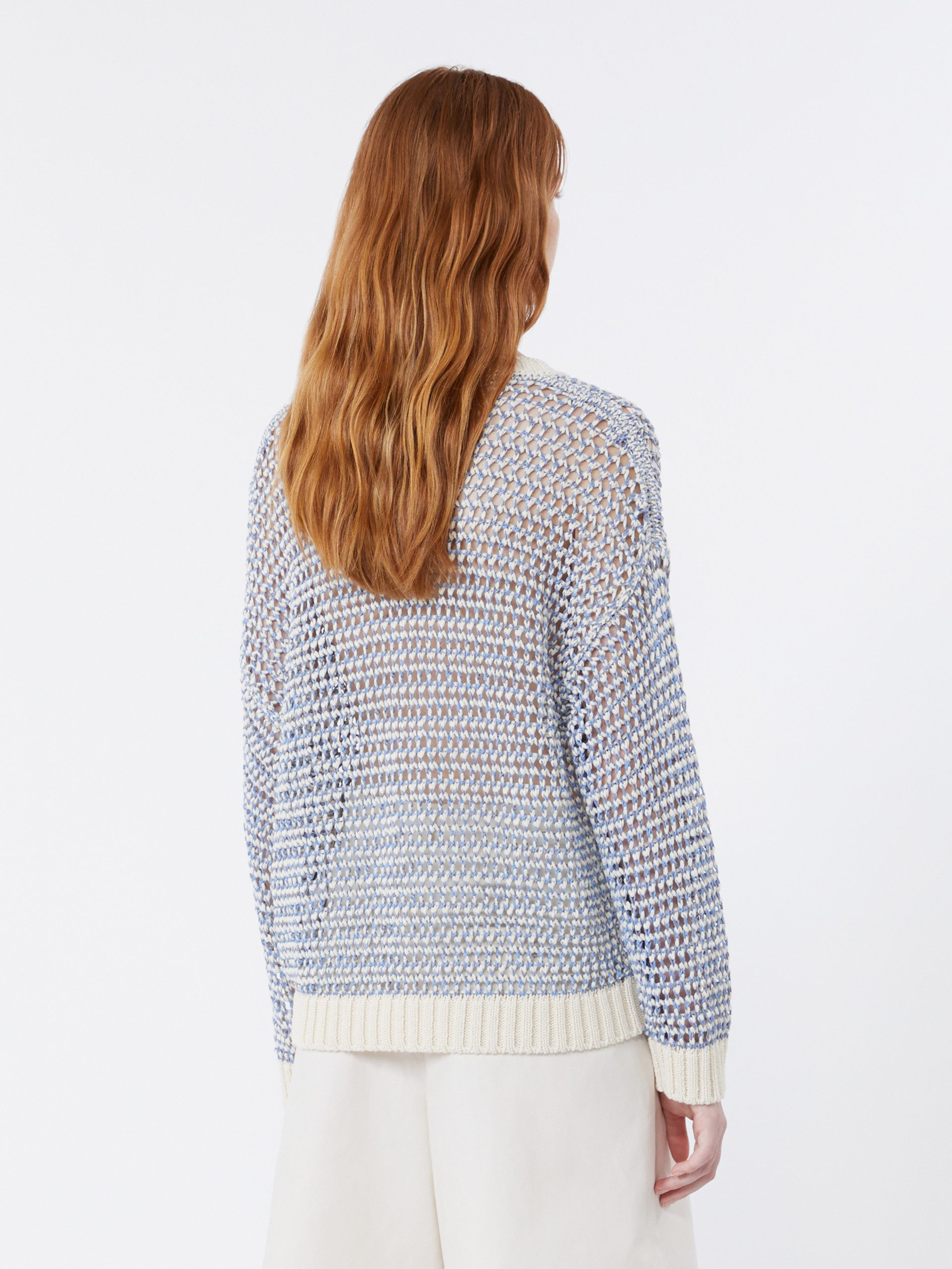 Linen and cotton yarn mesh jumper - LIGHT BLUE - Weekend Max Mara - 3