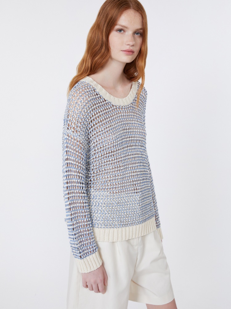 Linen and cotton yarn mesh jumper - LIGHT BLUE - Weekend