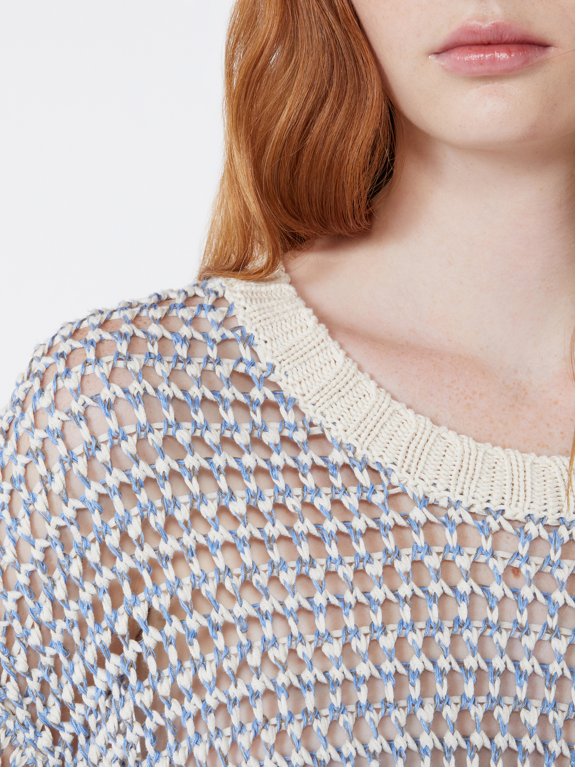 Linen and cotton yarn mesh jumper - LIGHT BLUE - Weekend Max Mara - 5