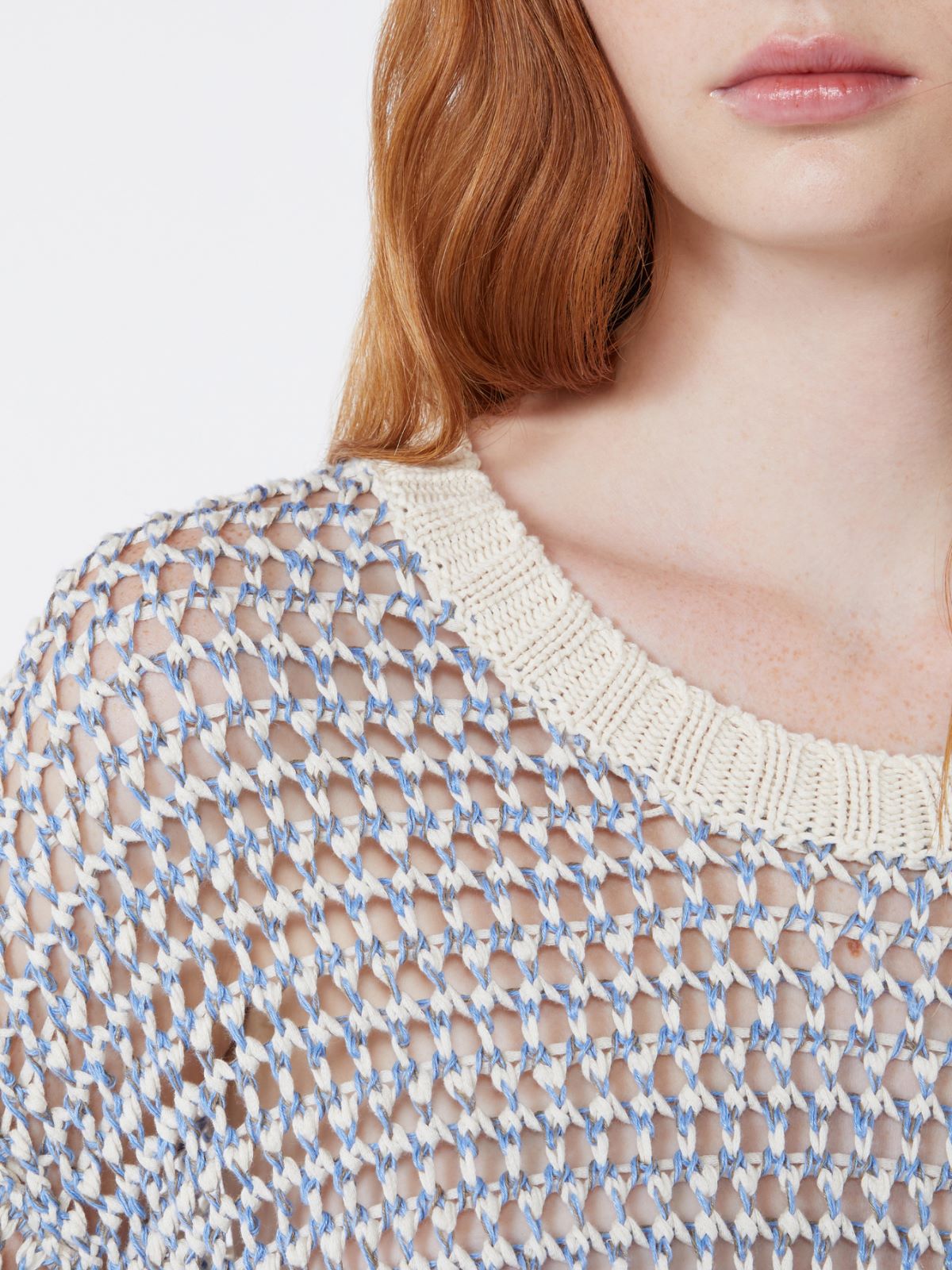 Linen and cotton yarn mesh jumper - LIGHT BLUE - Weekend - 5