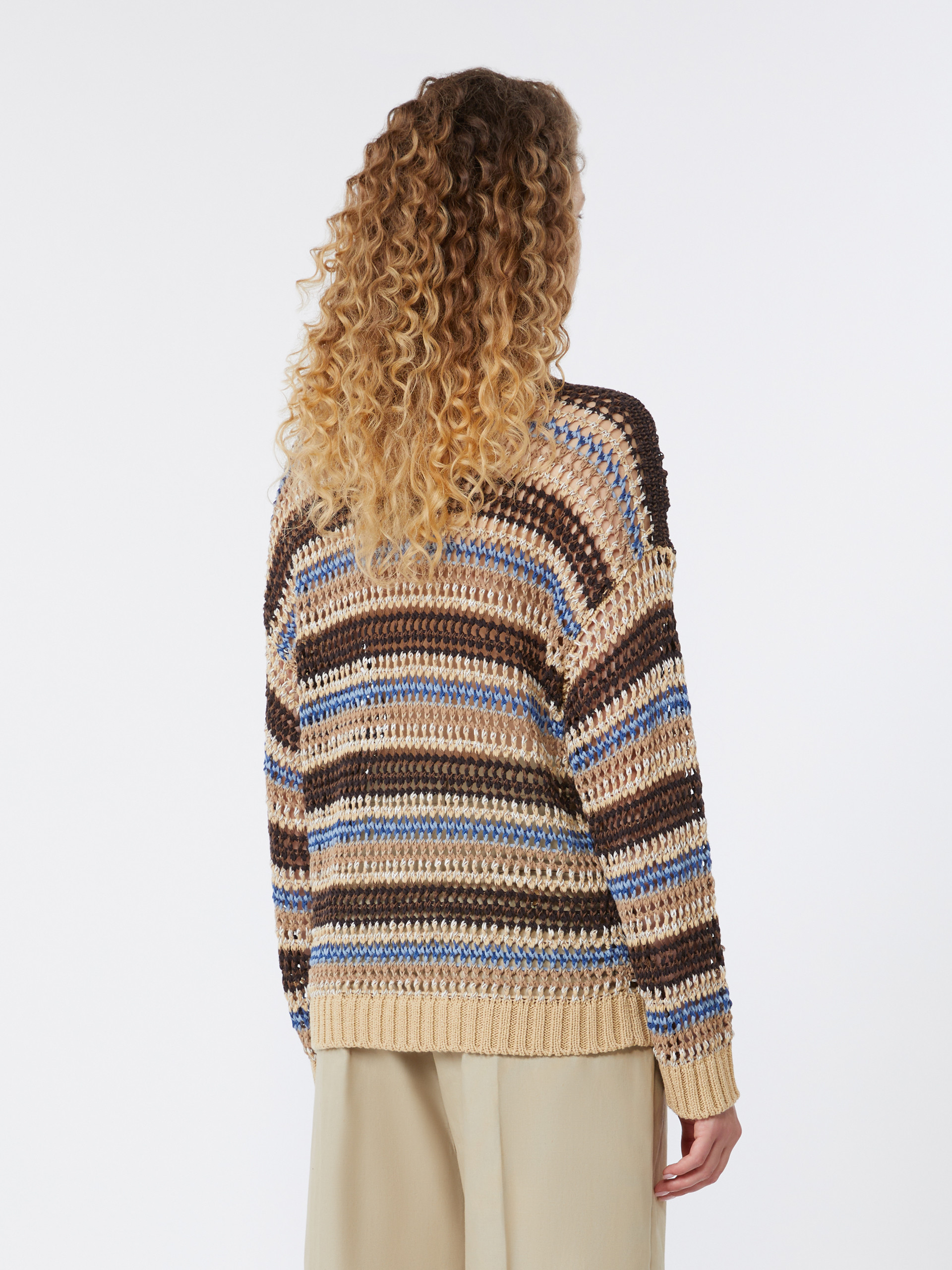 Linen and cotton yarn mesh jumper - BROWN - Weekend Max Mara - 3