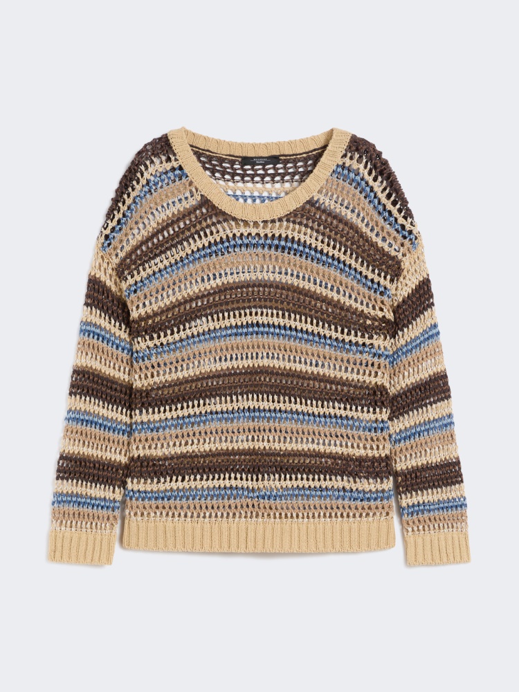 Linen and cotton yarn mesh jumper - BROWN - Weekend - 7