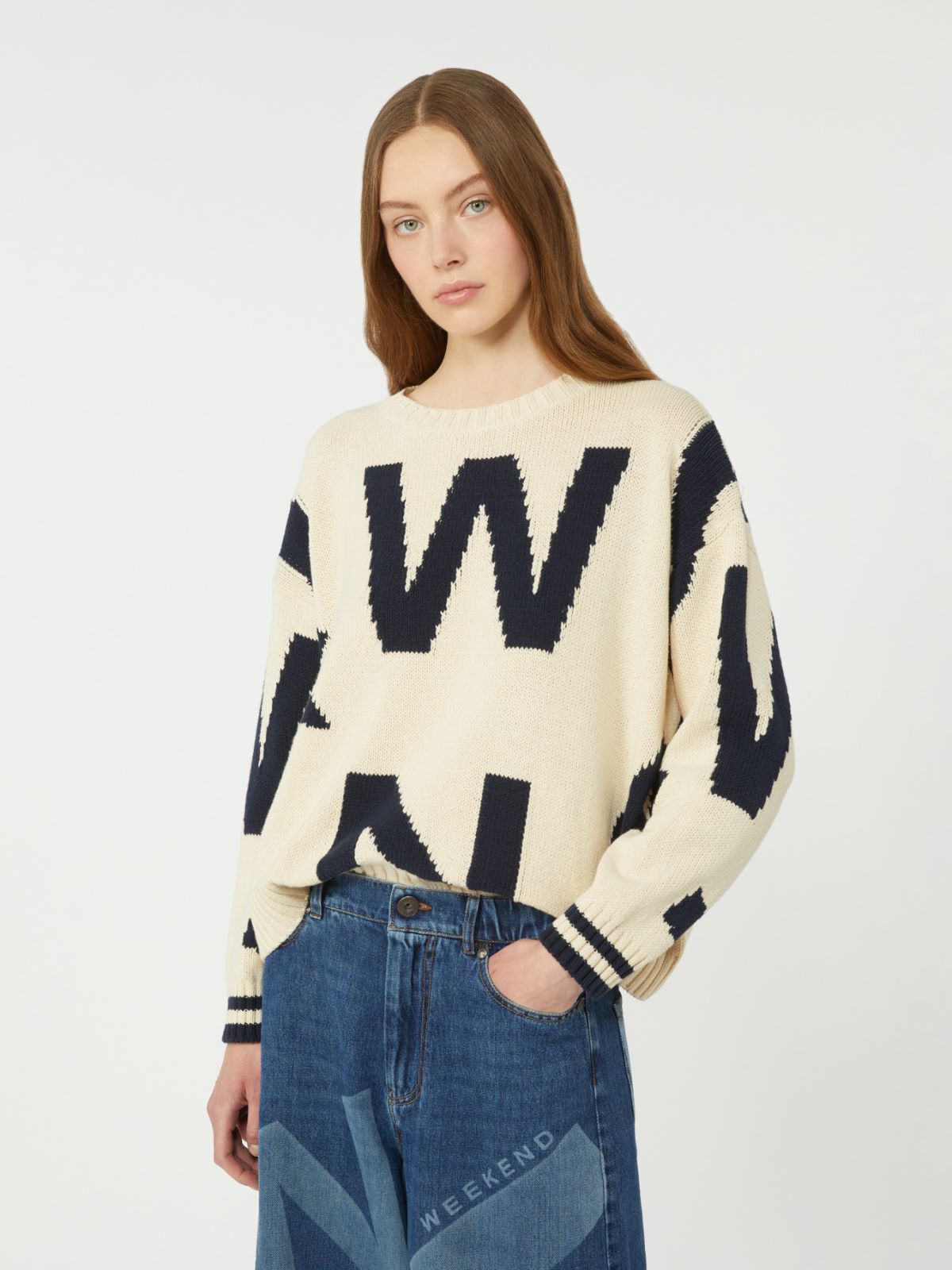 Patterned cotton crew-neck - NAVY - Weekend - 4