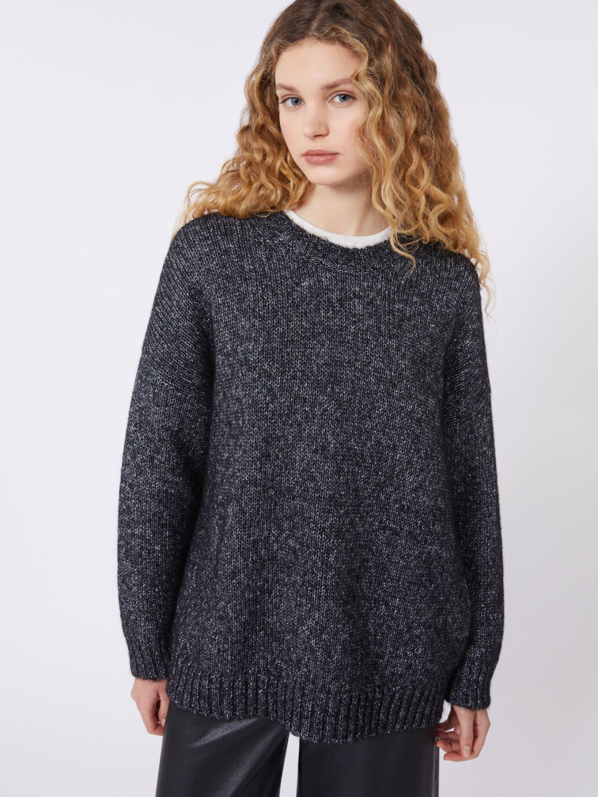 Oversized mohair and lurex sweater - DARK GREY - Weekend - 4
