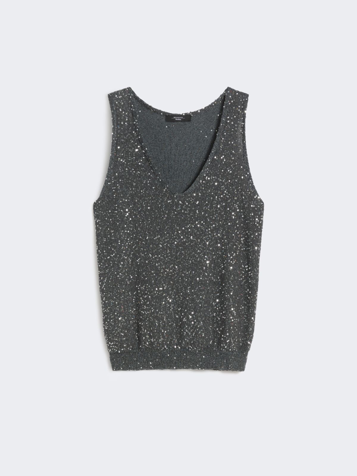 Sleeveless jumper with sequins - DARK GREY - Weekend - 5