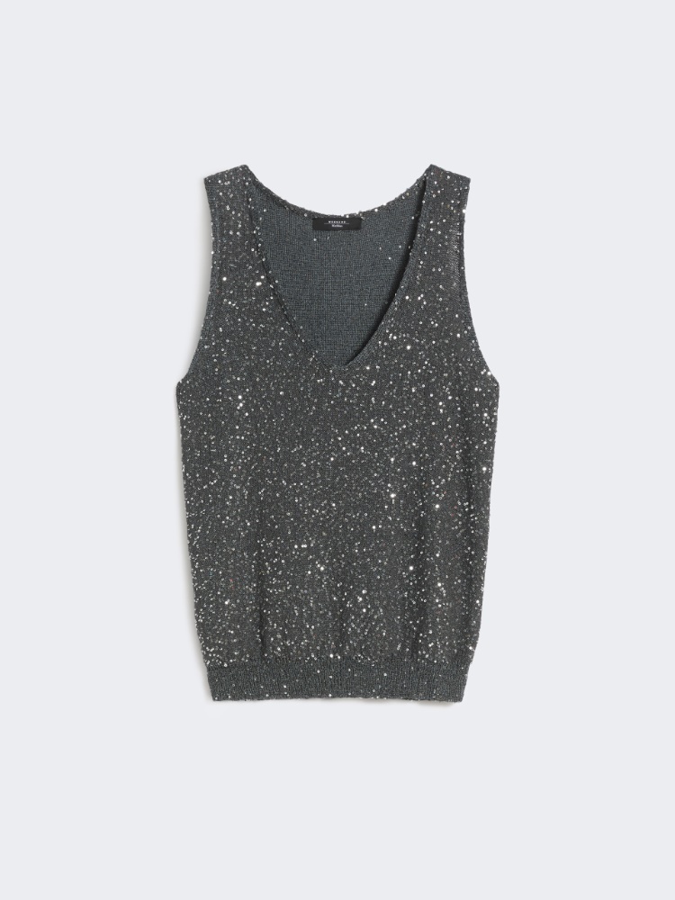 Sleeveless jumper with sequins - DARK GREY - Weekend - 2