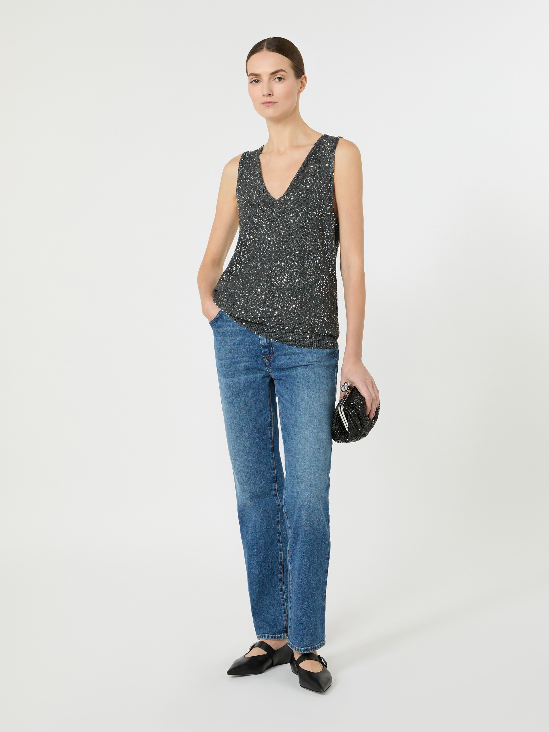 Sleeveless jumper with sequins - DARK GREY - Weekend Max Mara