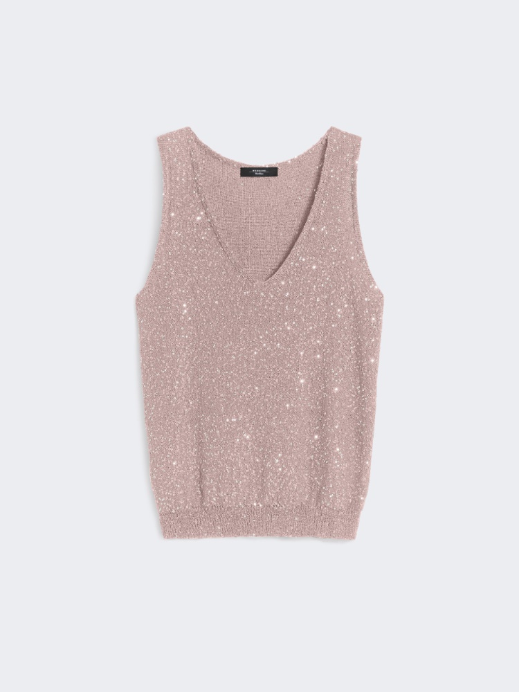 Sleeveless jumper with sequins - ANTIQUE ROSE - Weekend - 6