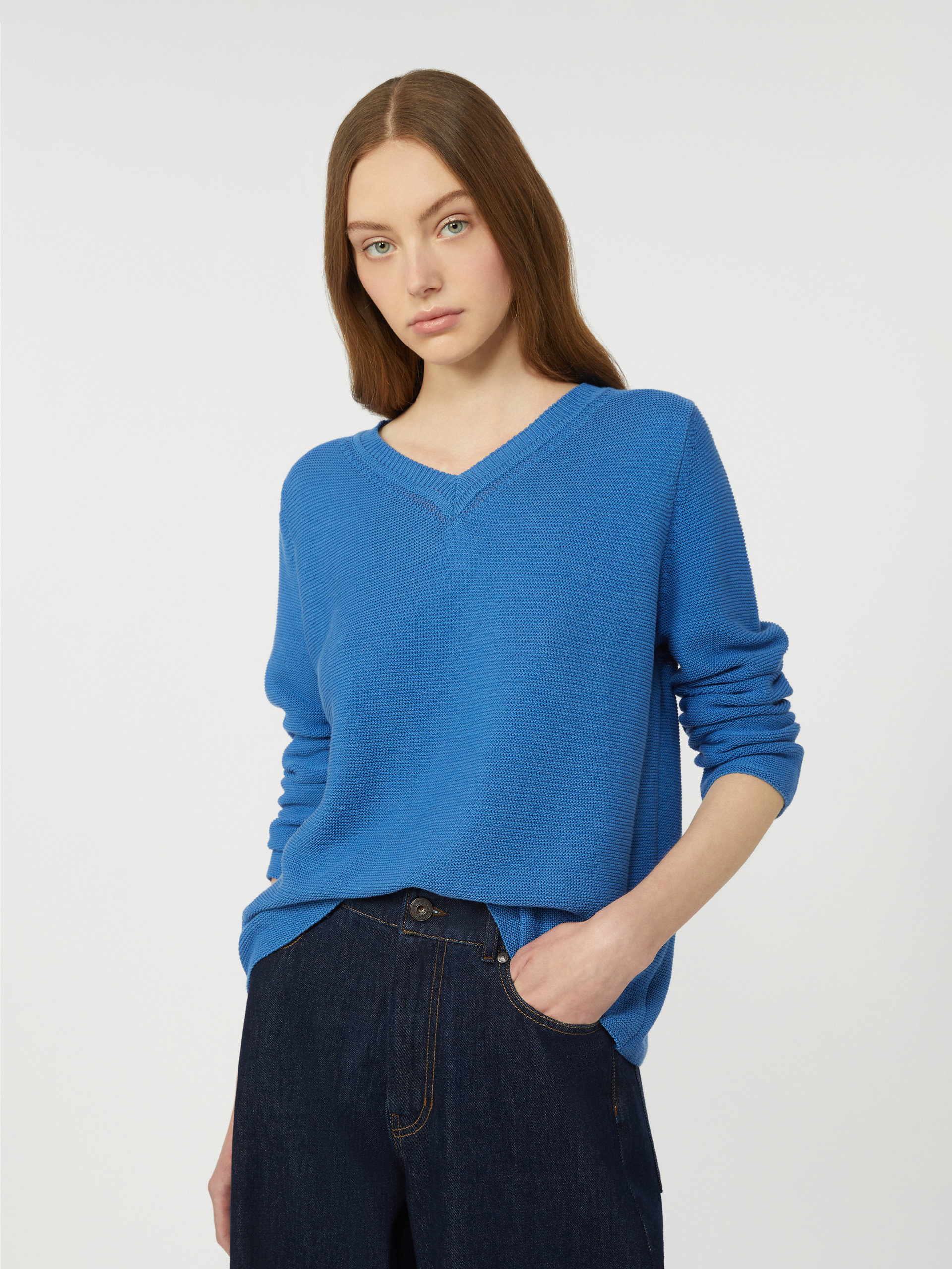 Cotton boxy sweater - CORNFLOWER BLUE - Weekend Max Mara - 4