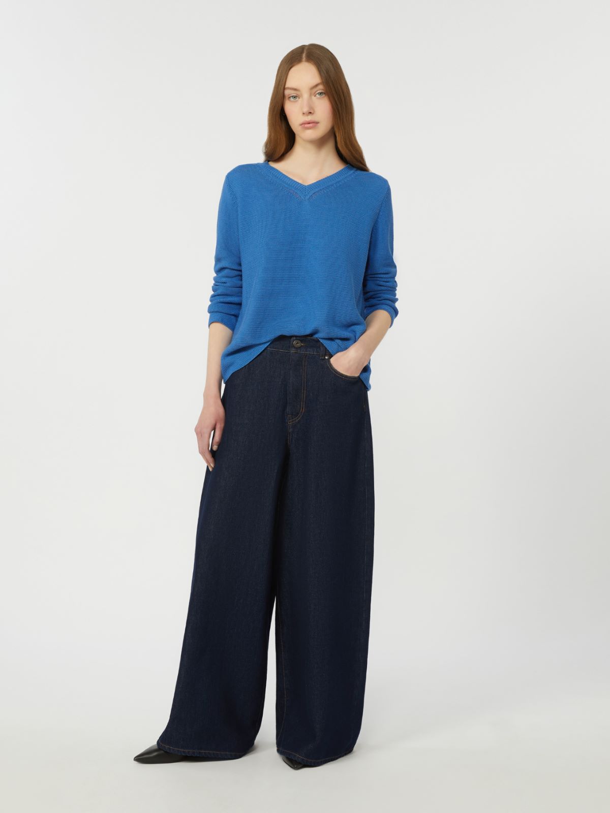 Cotton boxy sweater - CORNFLOWER BLUE - Weekend