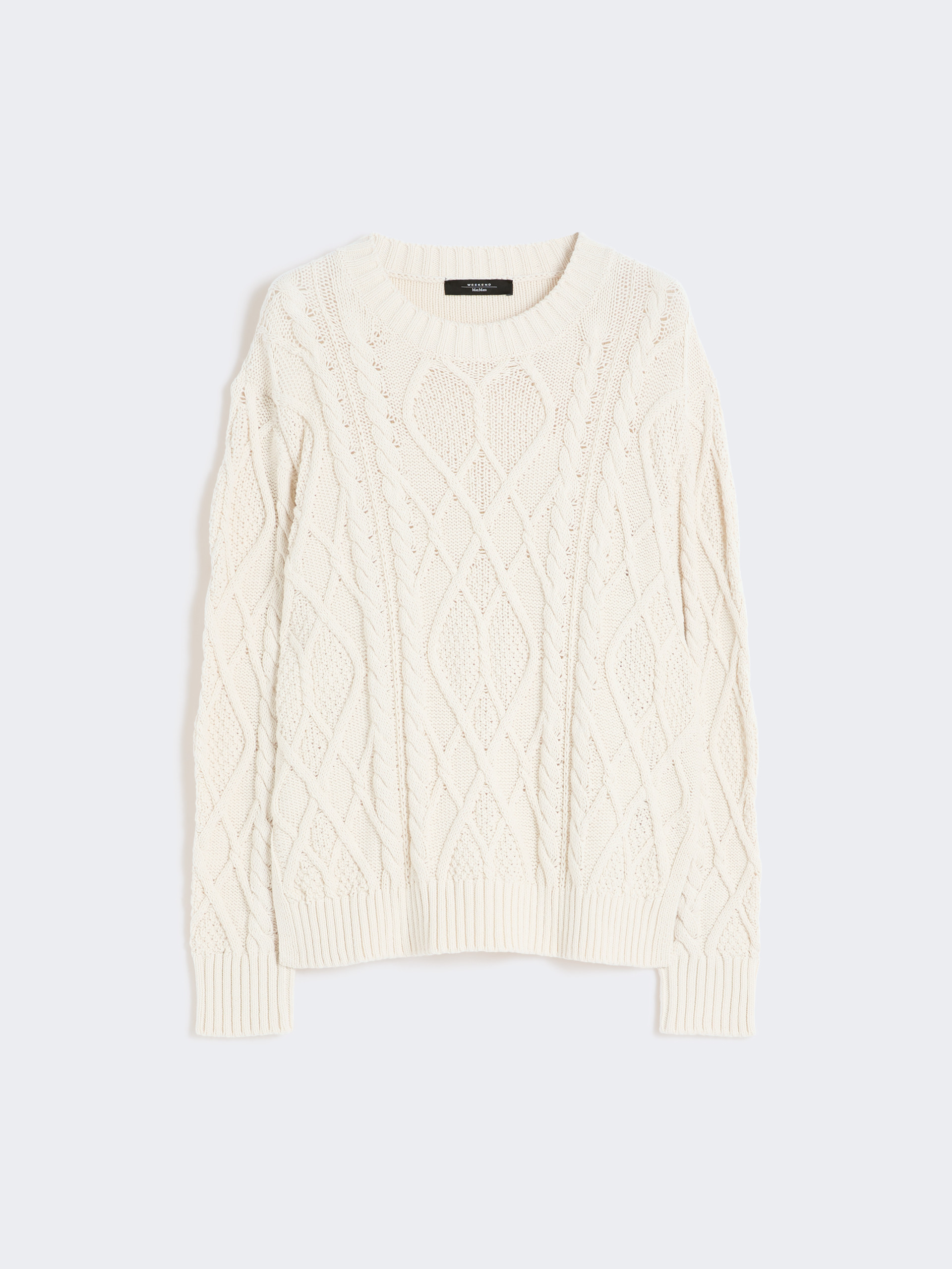 Cable and diamond-knit cotton sweater - ECRU - Weekend Max Mara - 5