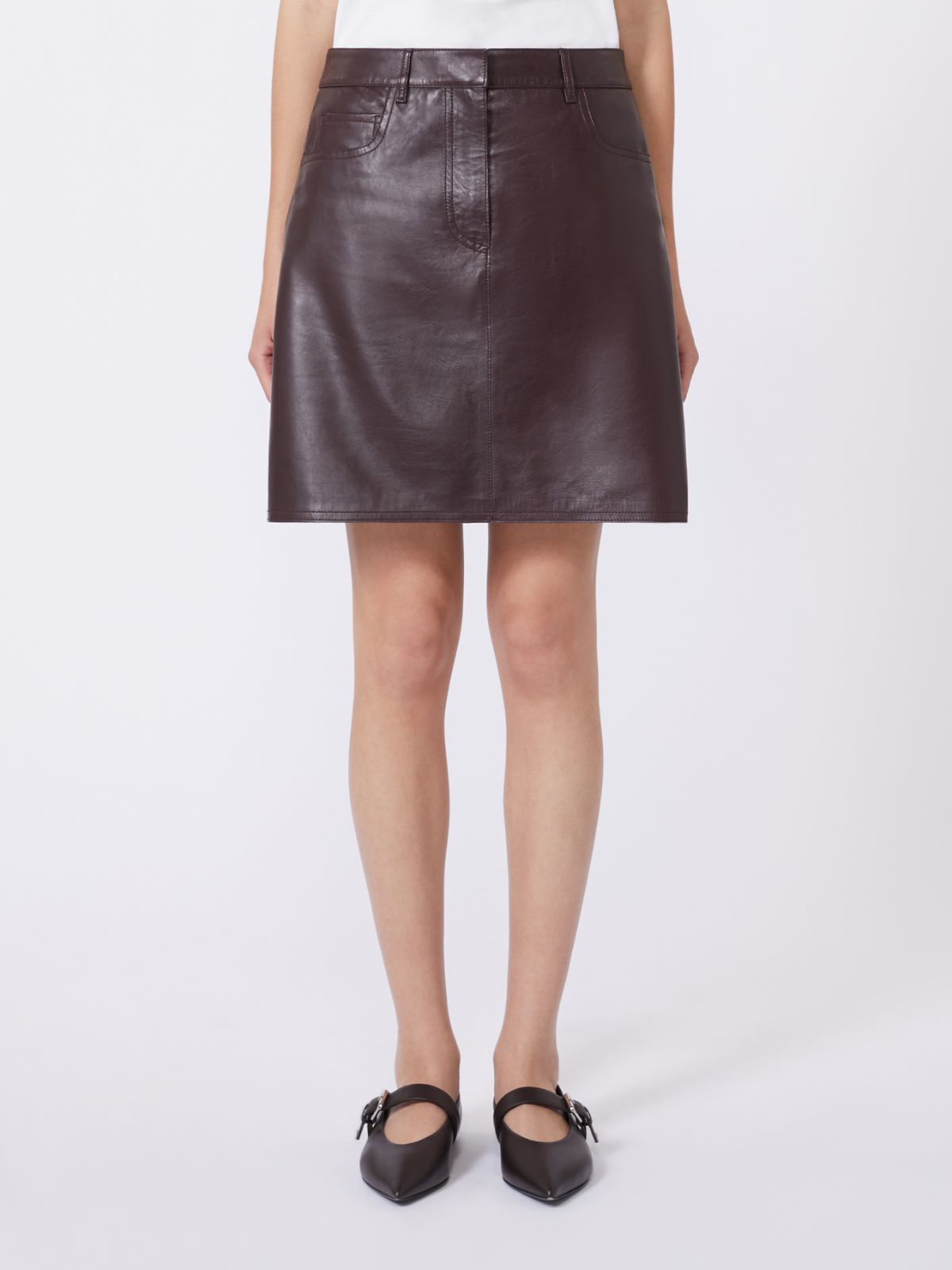 Short leather skirt - BORDEAUX - Weekend - 2