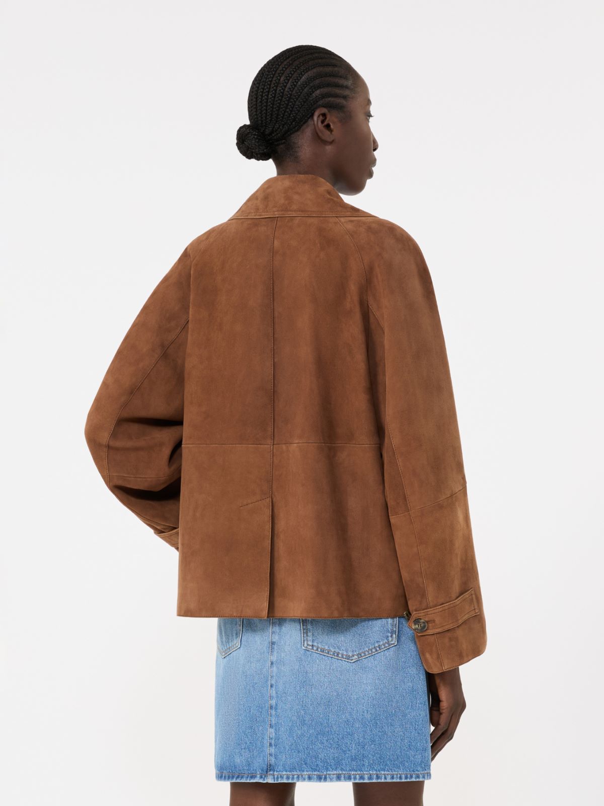 Double-breasted suede jacket - TOBACCO - Weekend - 3