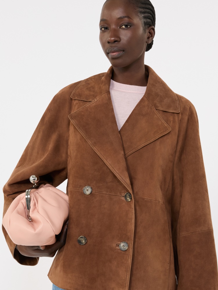 Double-breasted suede jacket - TOBACCO - Weekend