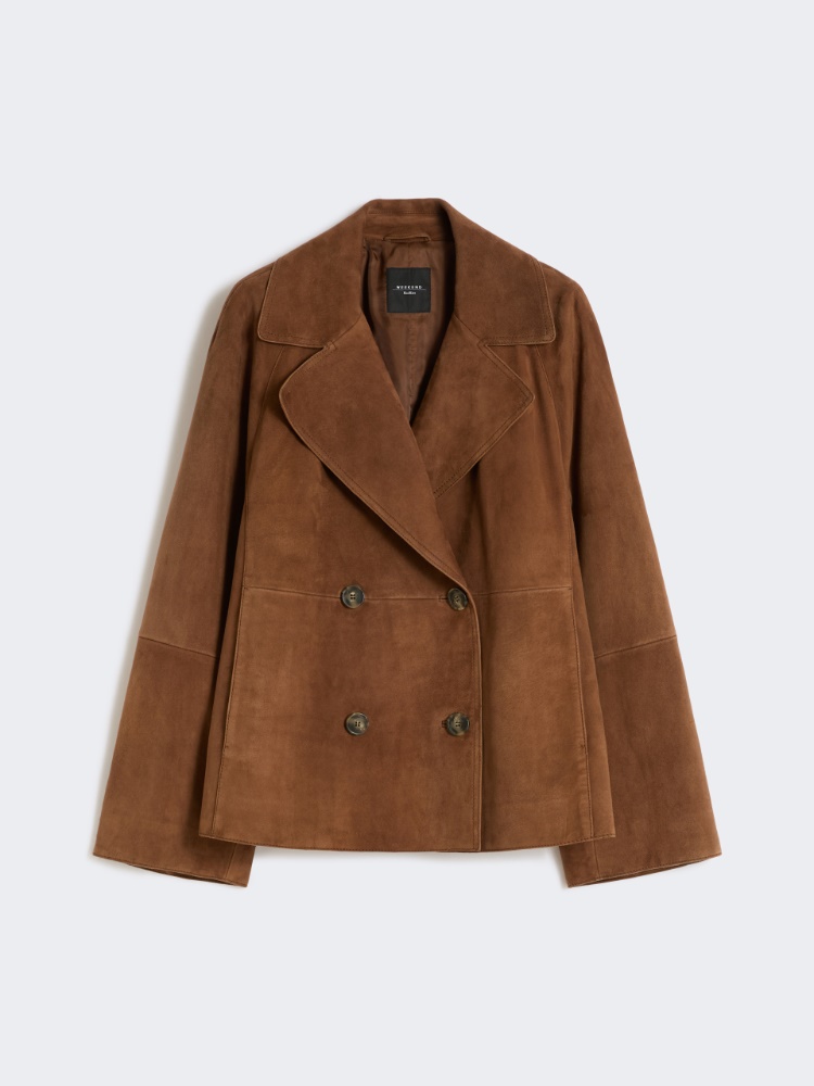 Double-breasted suede jacket - TOBACCO - Weekend - 2