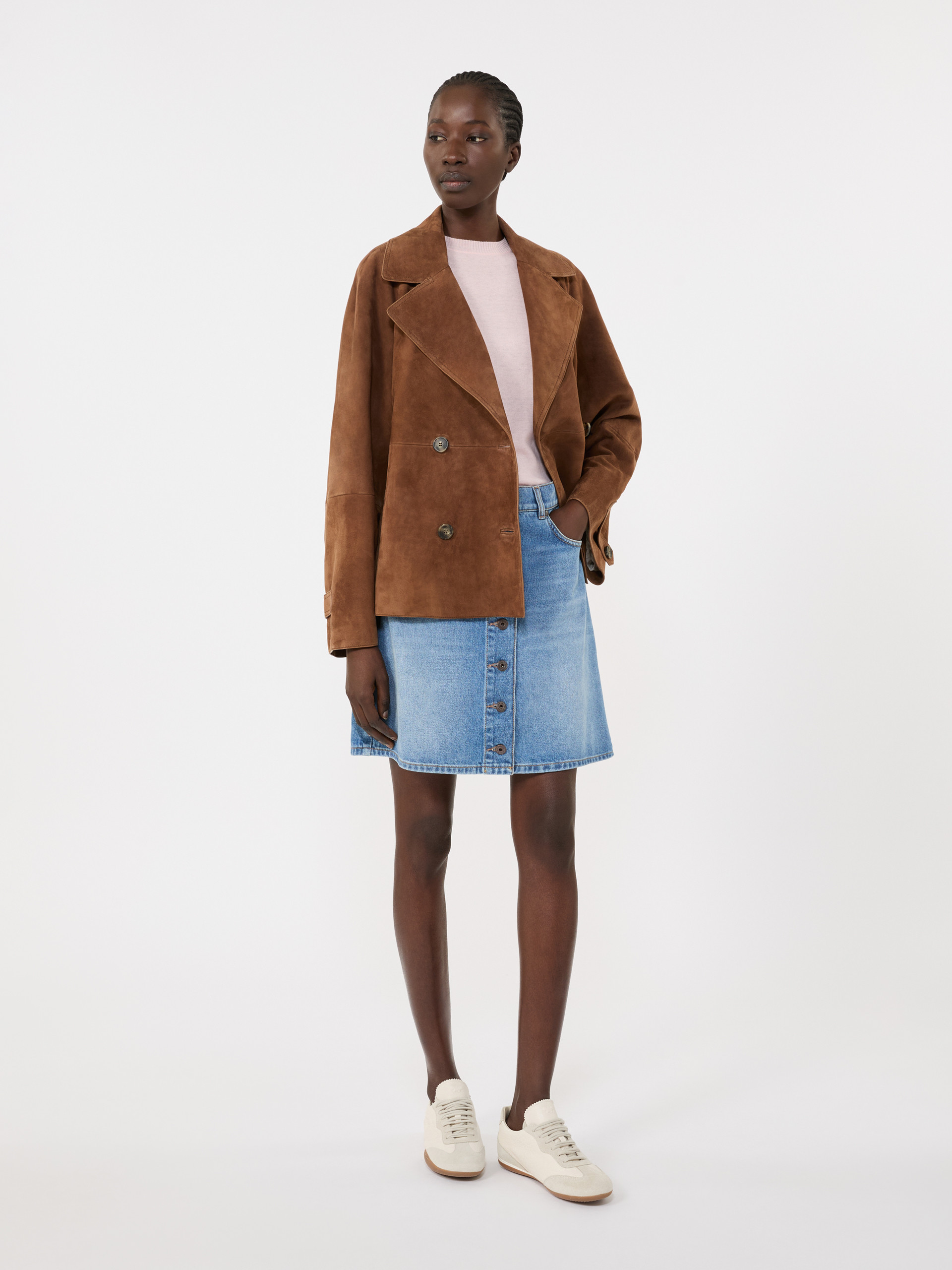 Double-breasted suede jacket, tobacco | Weekend Max Mara