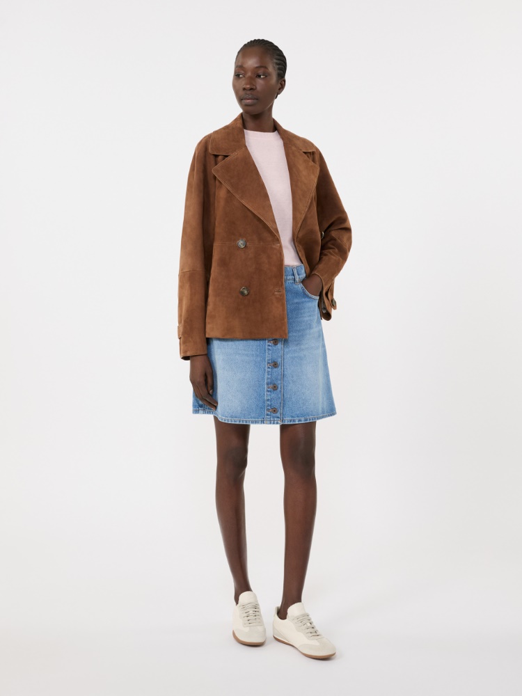 Double-breasted suede jacket, tobacco | Weekend Max Mara