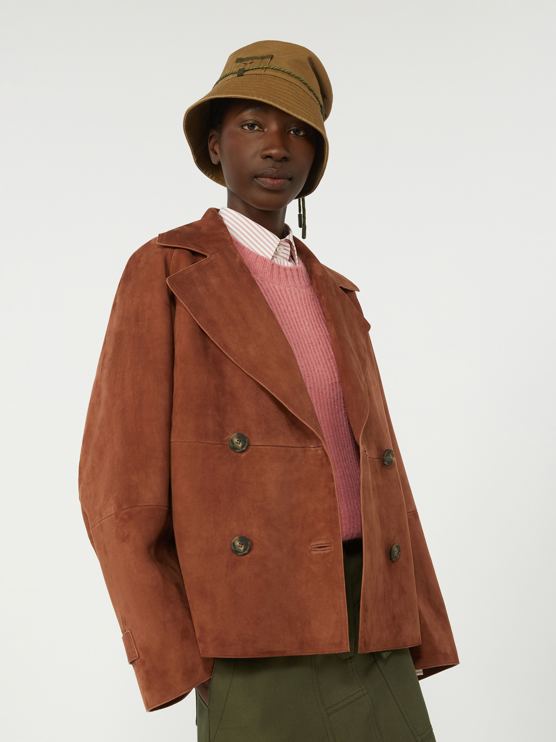 Double-breasted suede jacket - TERRA COTTA - Weekend Max Mara - 4