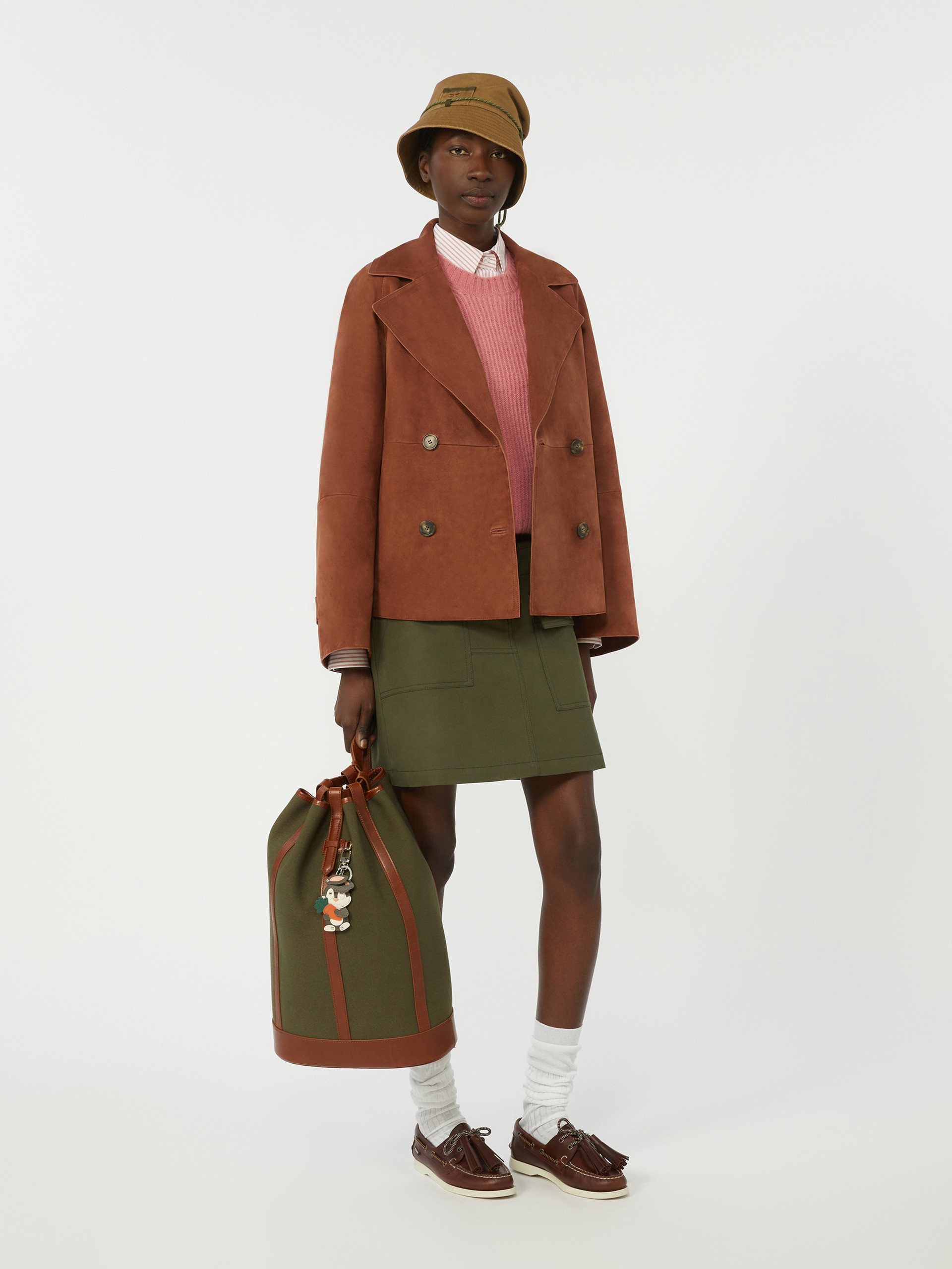 Double-breasted suede jacket - TERRA COTTA - Weekend Max Mara