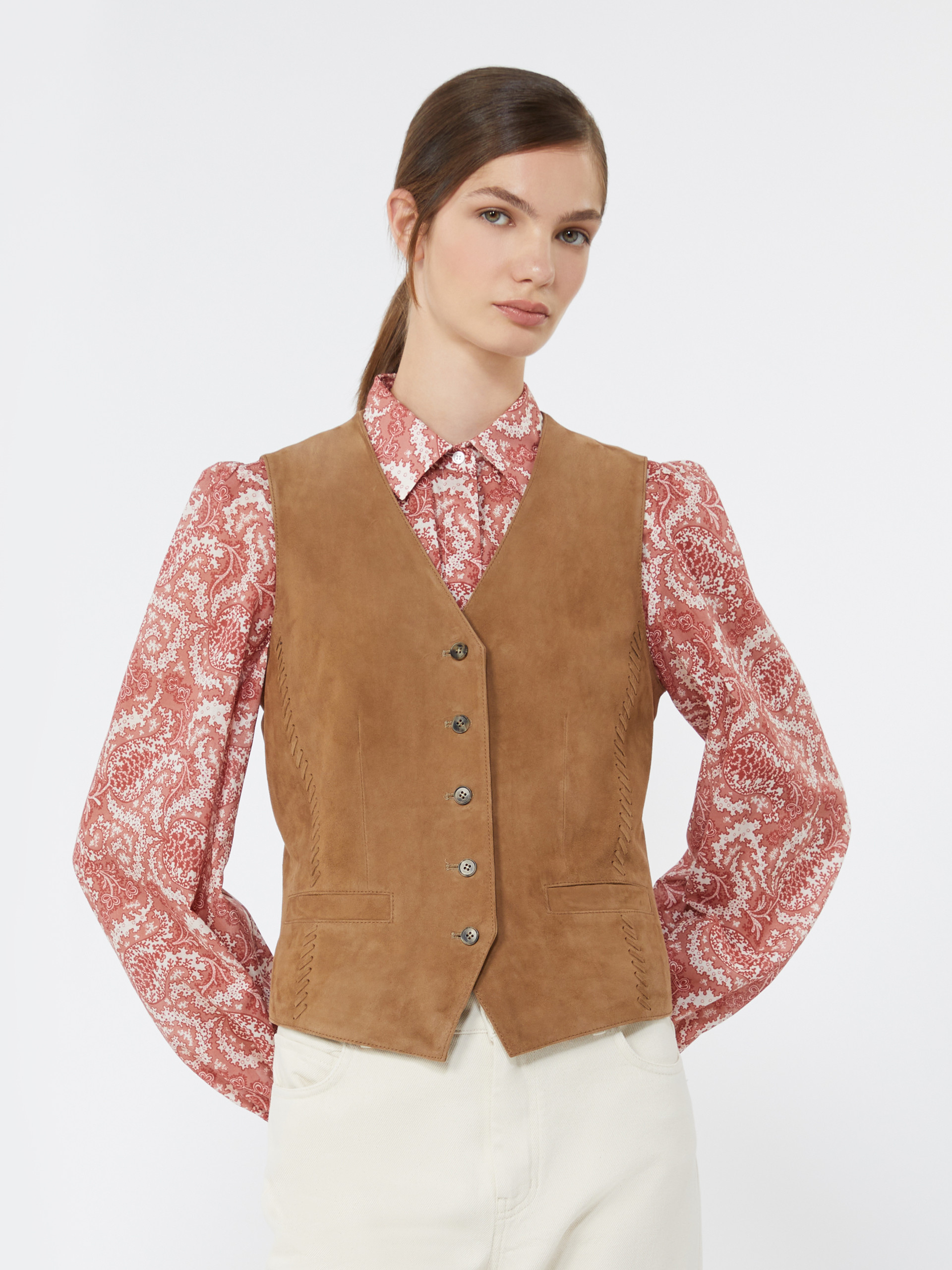 Suede waistcoat - BROWN - Weekend Max Mara - 4