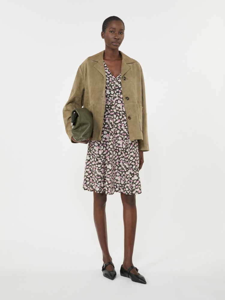 Cropped suede jacket, mud | Weekend Max Mara