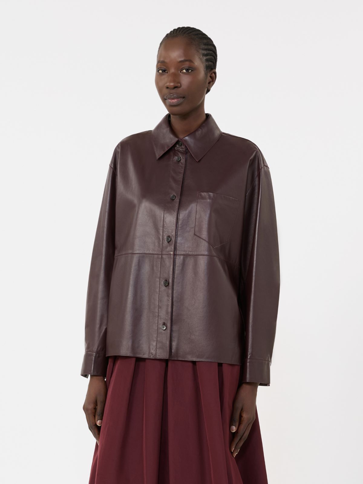 Nappa leather shirt jacket - BORDEAUX - Weekend - 2