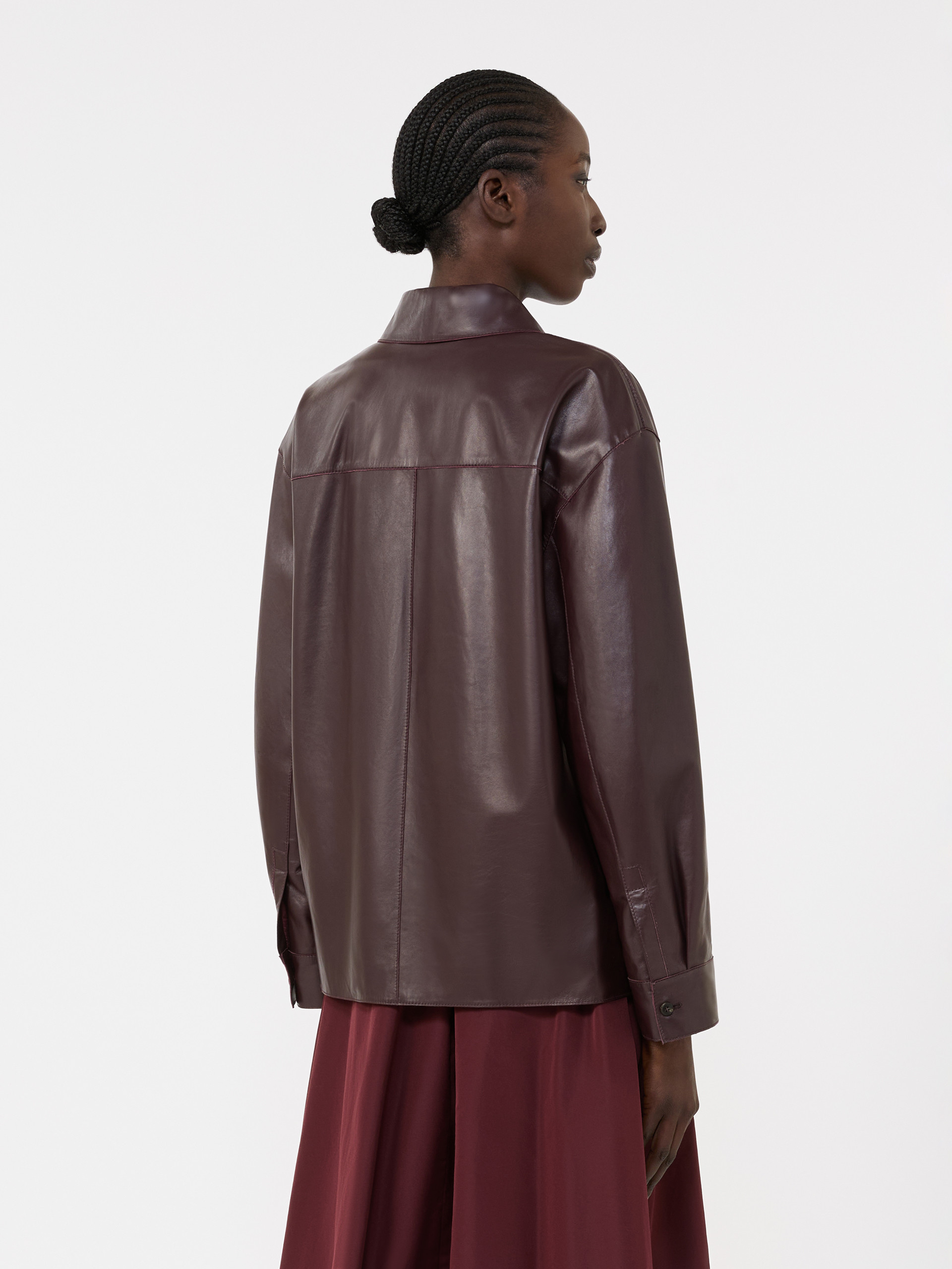 Nappa leather shirt jacket - BORDEAUX - Weekend Max Mara - 3