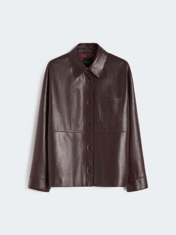 Nappa leather shirt jacket - BORDEAUX - Weekend - 6