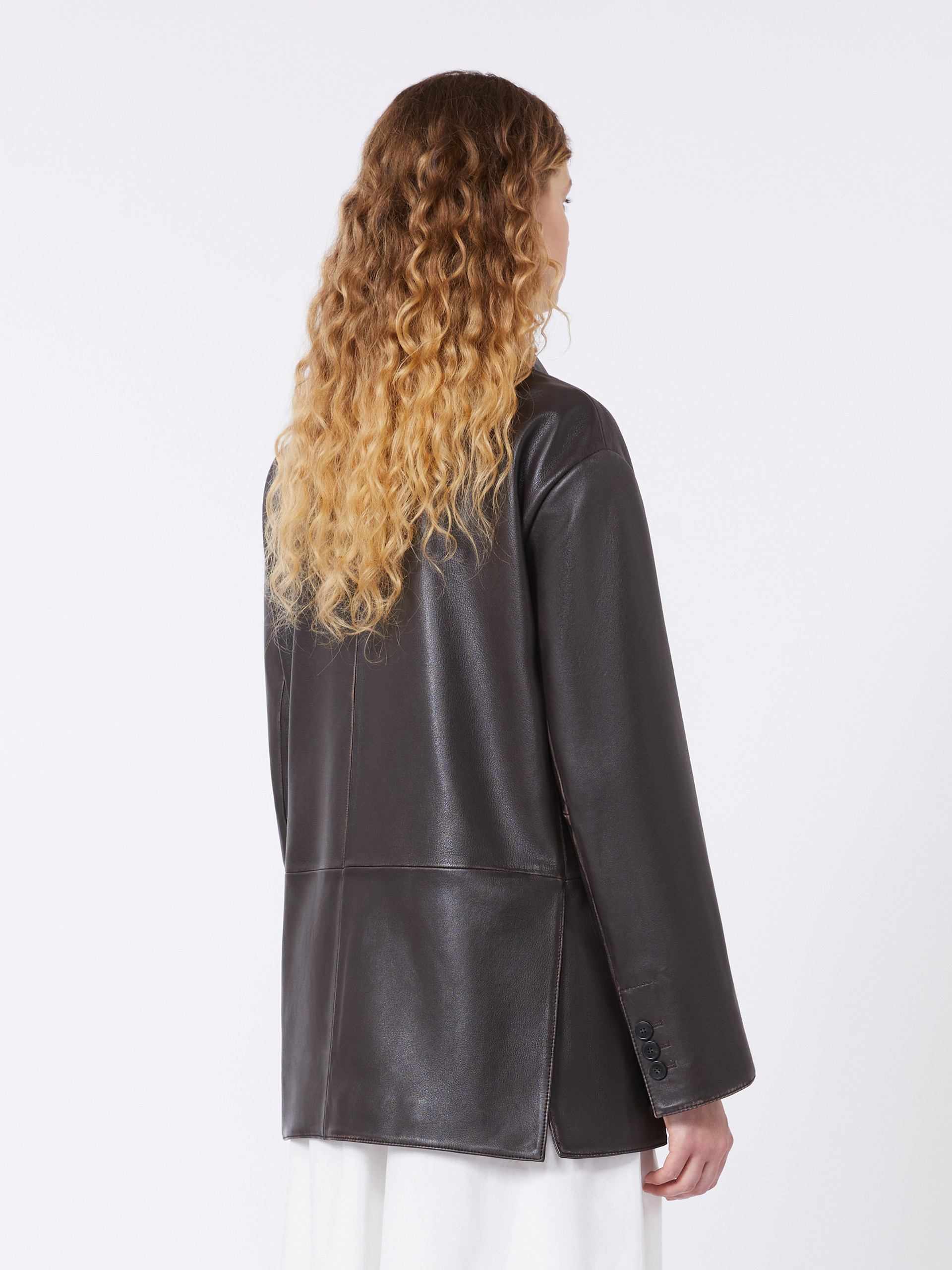 Oversized leather blazer - BROWN - Weekend Max Mara - 3