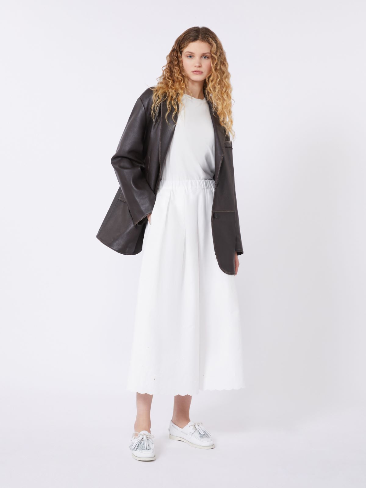 Oversized leather blazer - BROWN - Weekend