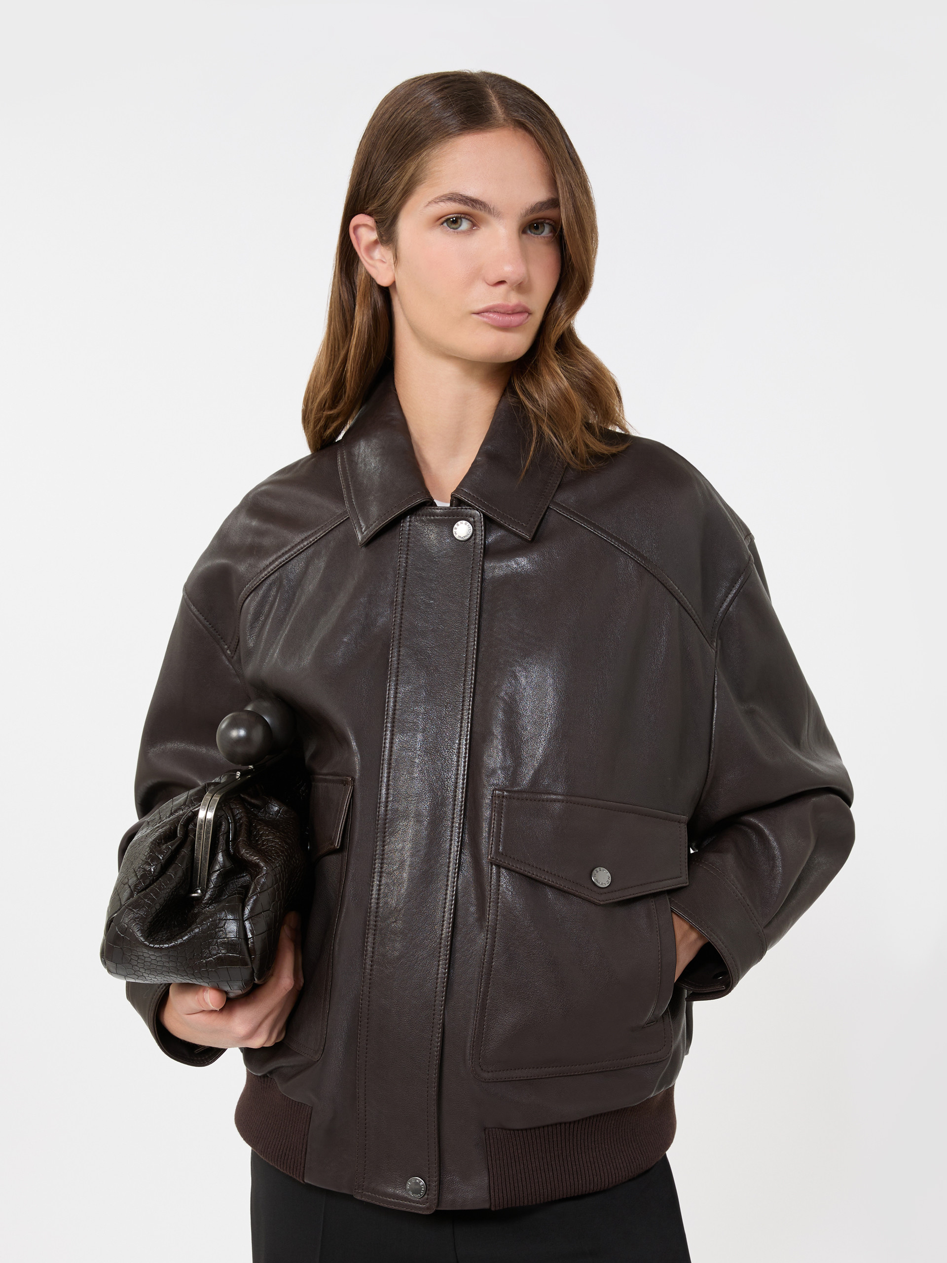 Leather jacket - BROWN - Weekend Max Mara - 4