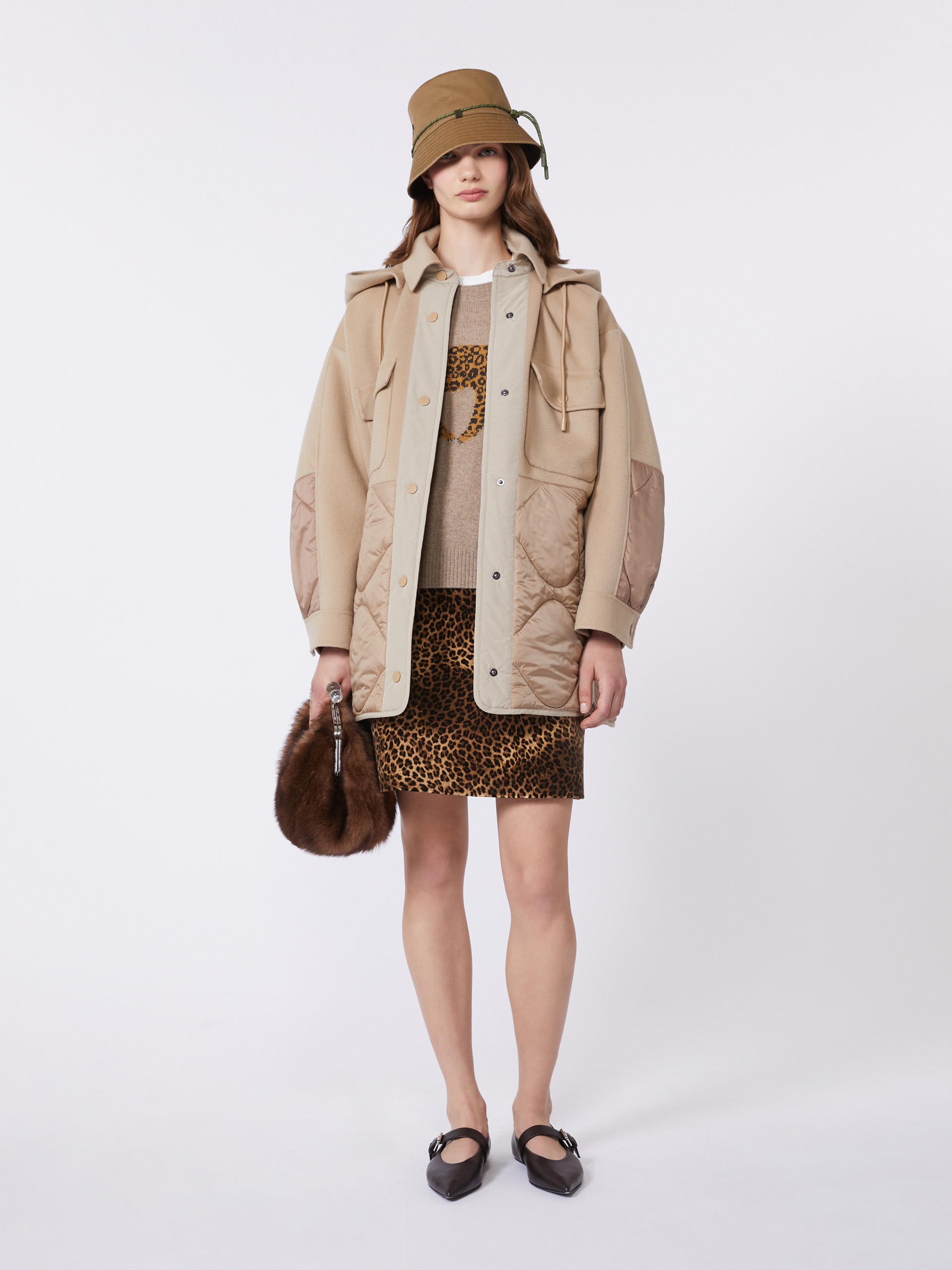Padded coat in double-sided wool and nylon, camel | Weekend Max Mara