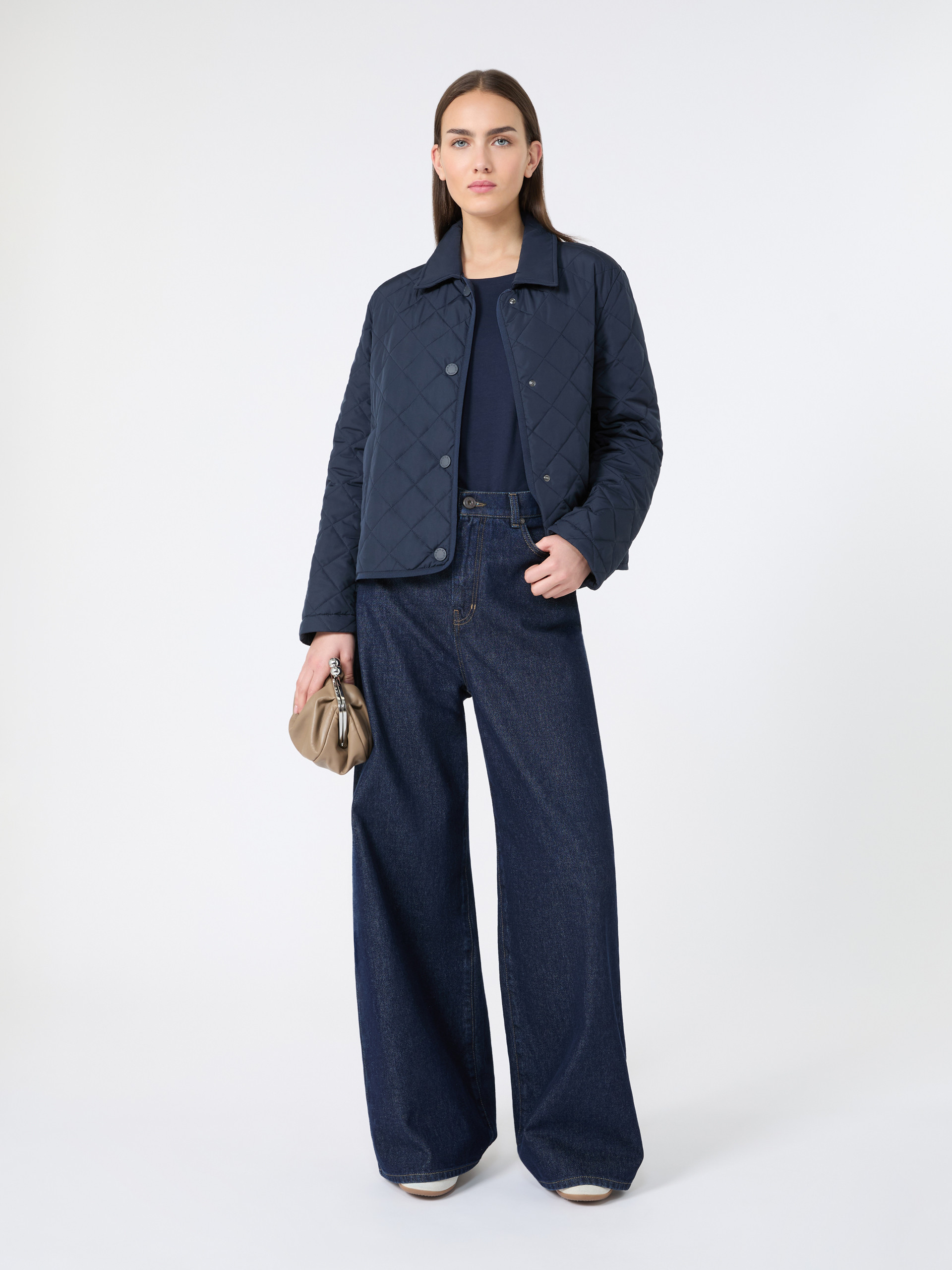 MaxMara WEEKEND マックスマーラ　ジャケット　ネイビー　フード Padded, hooded jacket in water-repellent canvas, navy | Weekend