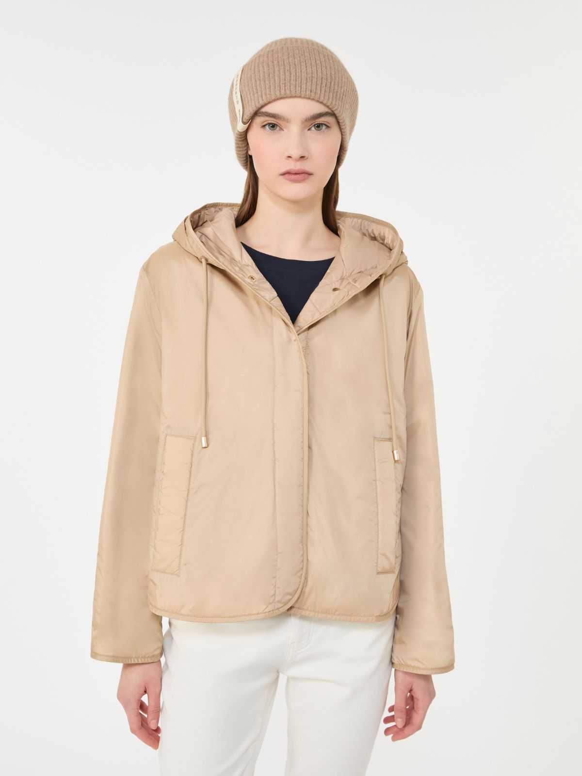 Padded, hooded jacket in water-repellent canvas - BEIGE - Weekend - 4