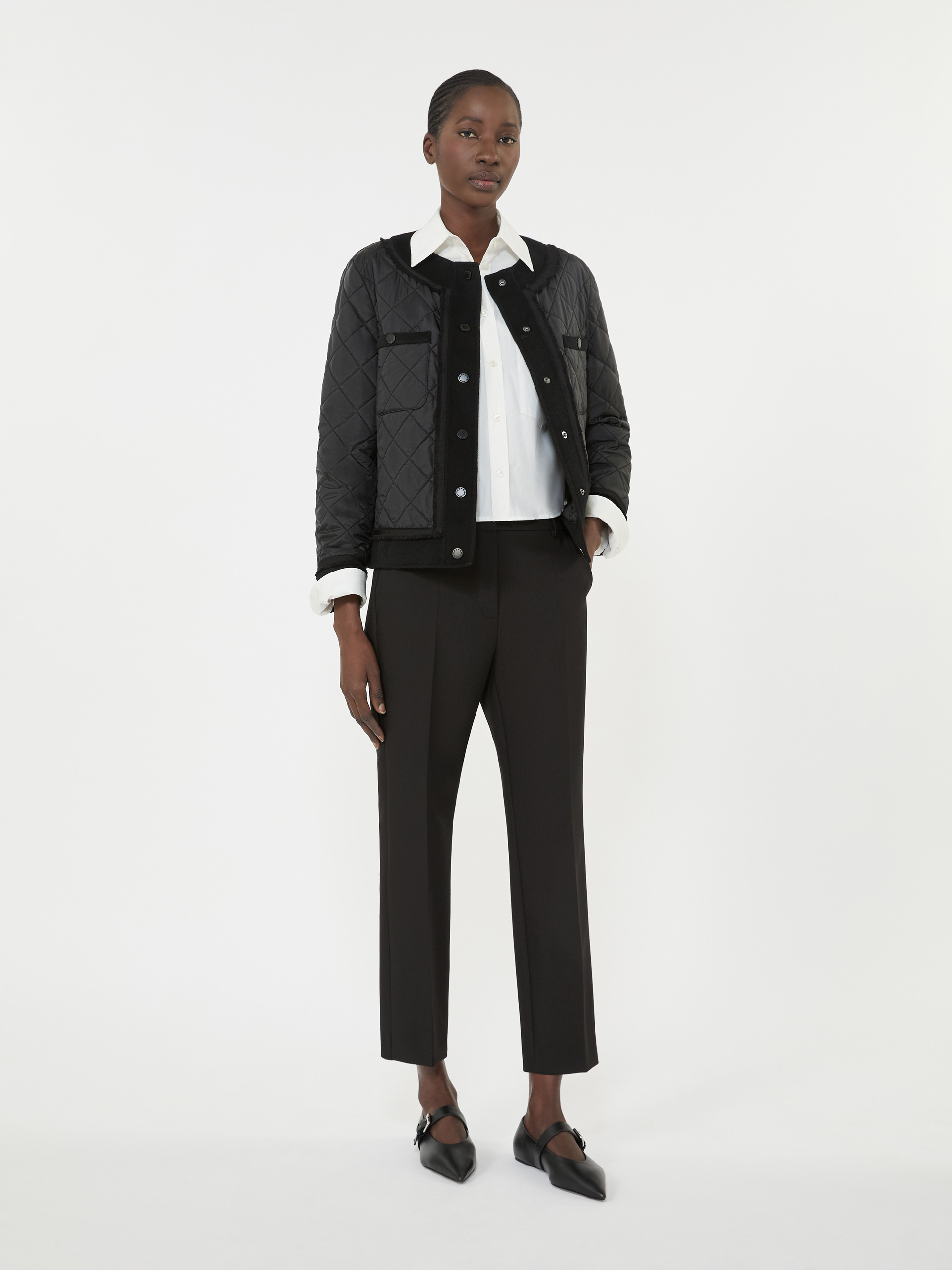 Padded cropped jacket in water-repellent canvas - BLACK - Weekend Max Mara