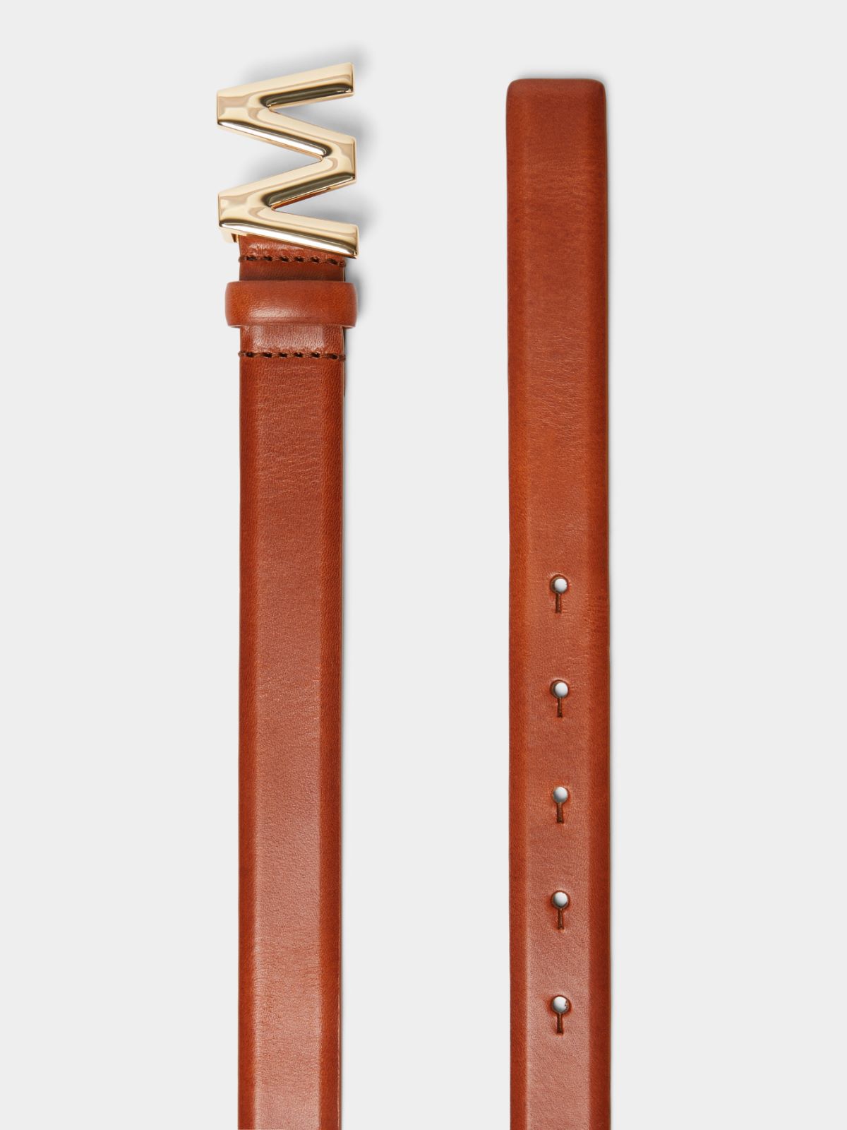Leather belt with logo buckle - TOBACCO - Weekend - 2