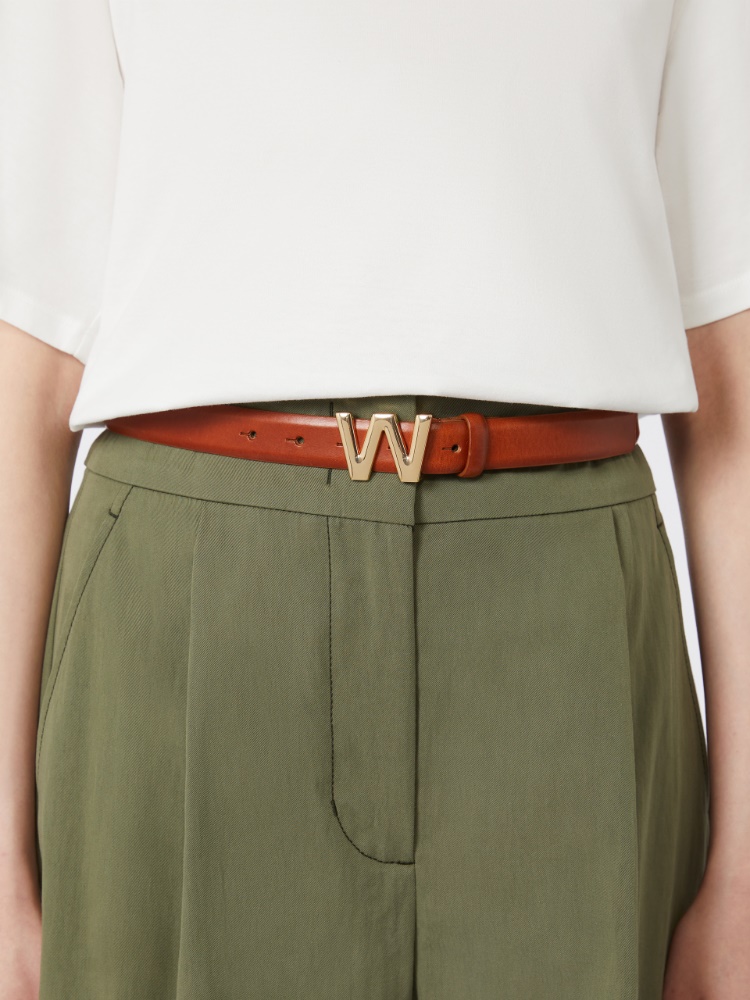 Leather belt with logo buckle - TOBACCO - Weekend - 5
