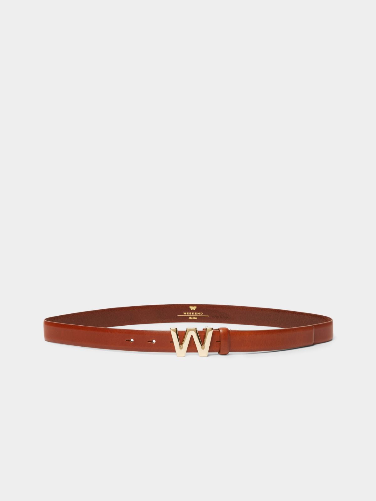 Leather belt with logo buckle - TOBACCO - Weekend