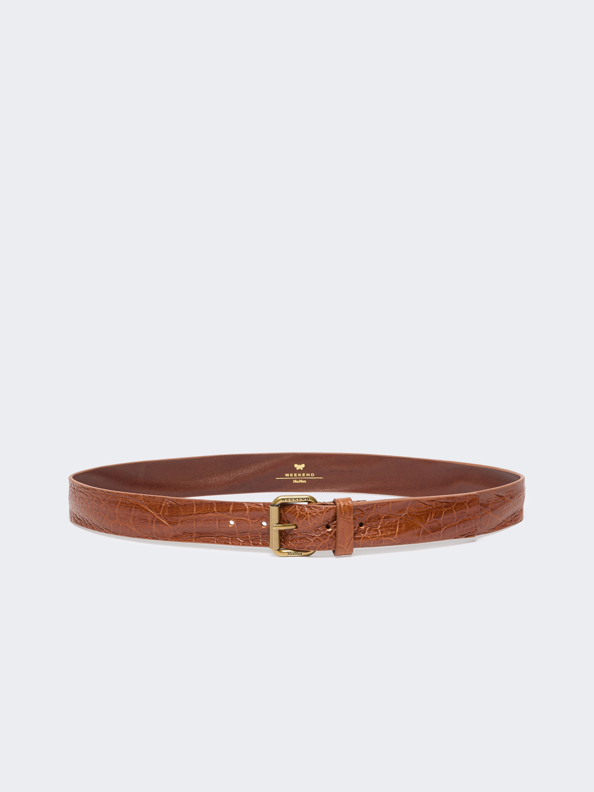 Croc print leather belt - TOBACCO - Weekend Max Mara