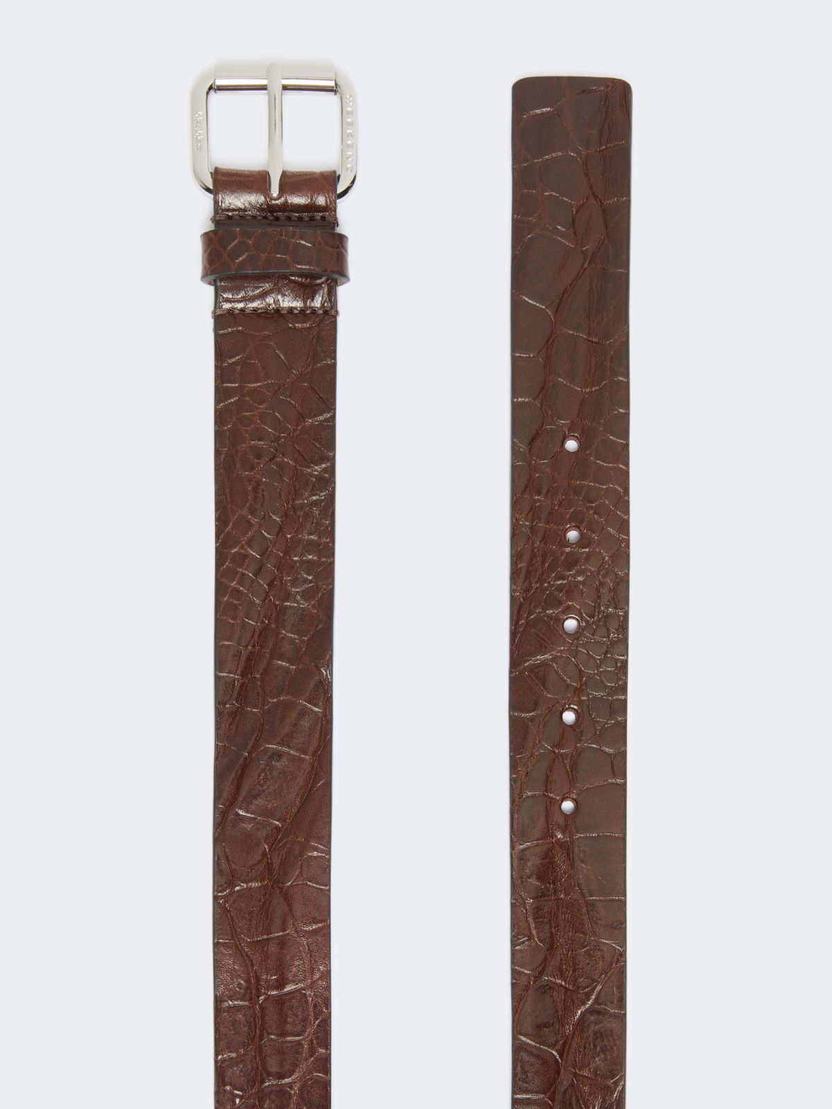 Croc print leather belt - BROWN - Weekend - 2