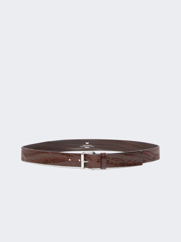 Croc print leather belt - BROWN - Weekend - 2