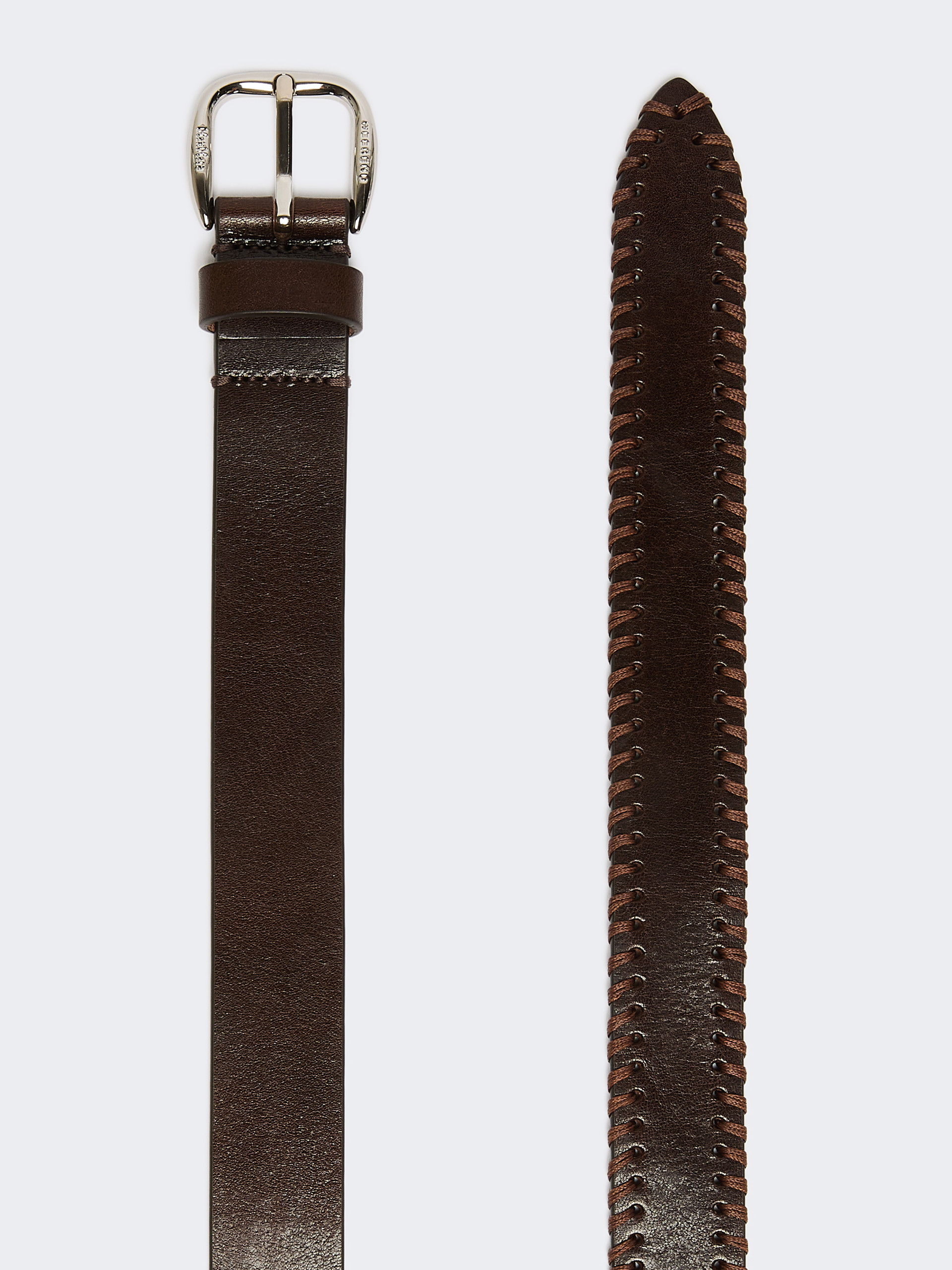 Leather belt with tip - DARK BROWN - Weekend Max Mara - 2