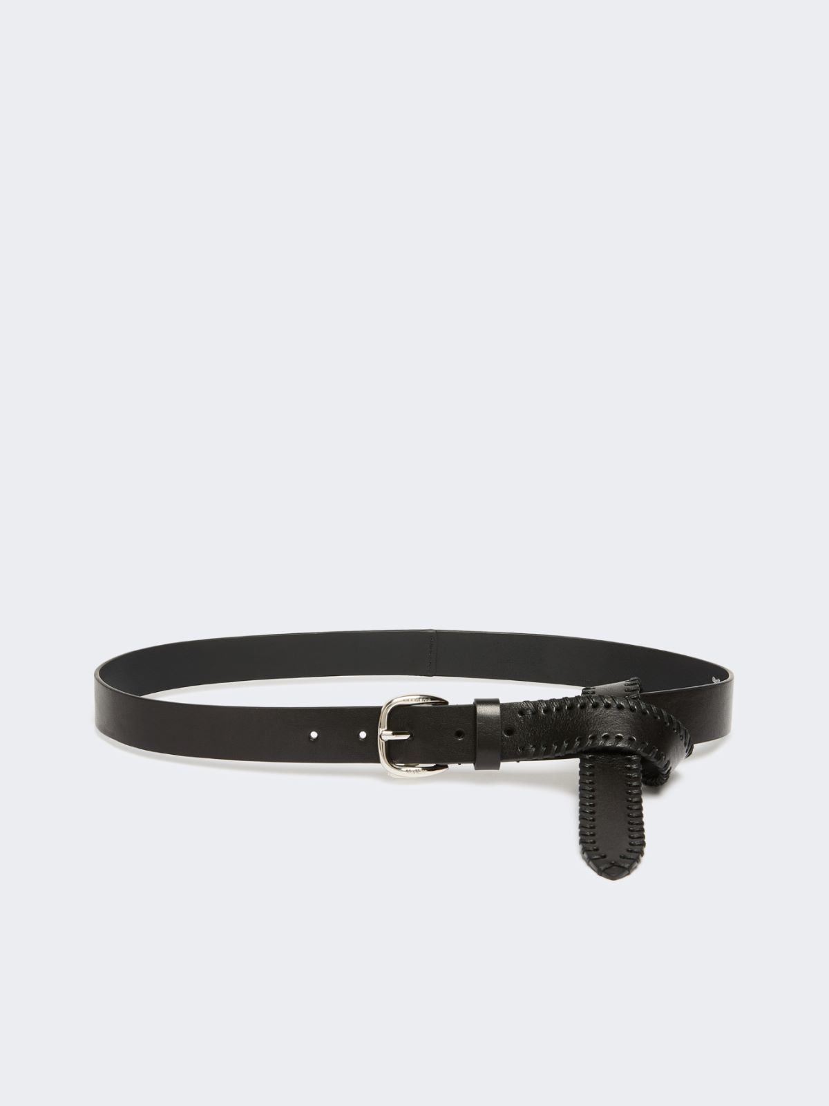 Leather belt with tip - BLACK - Weekend