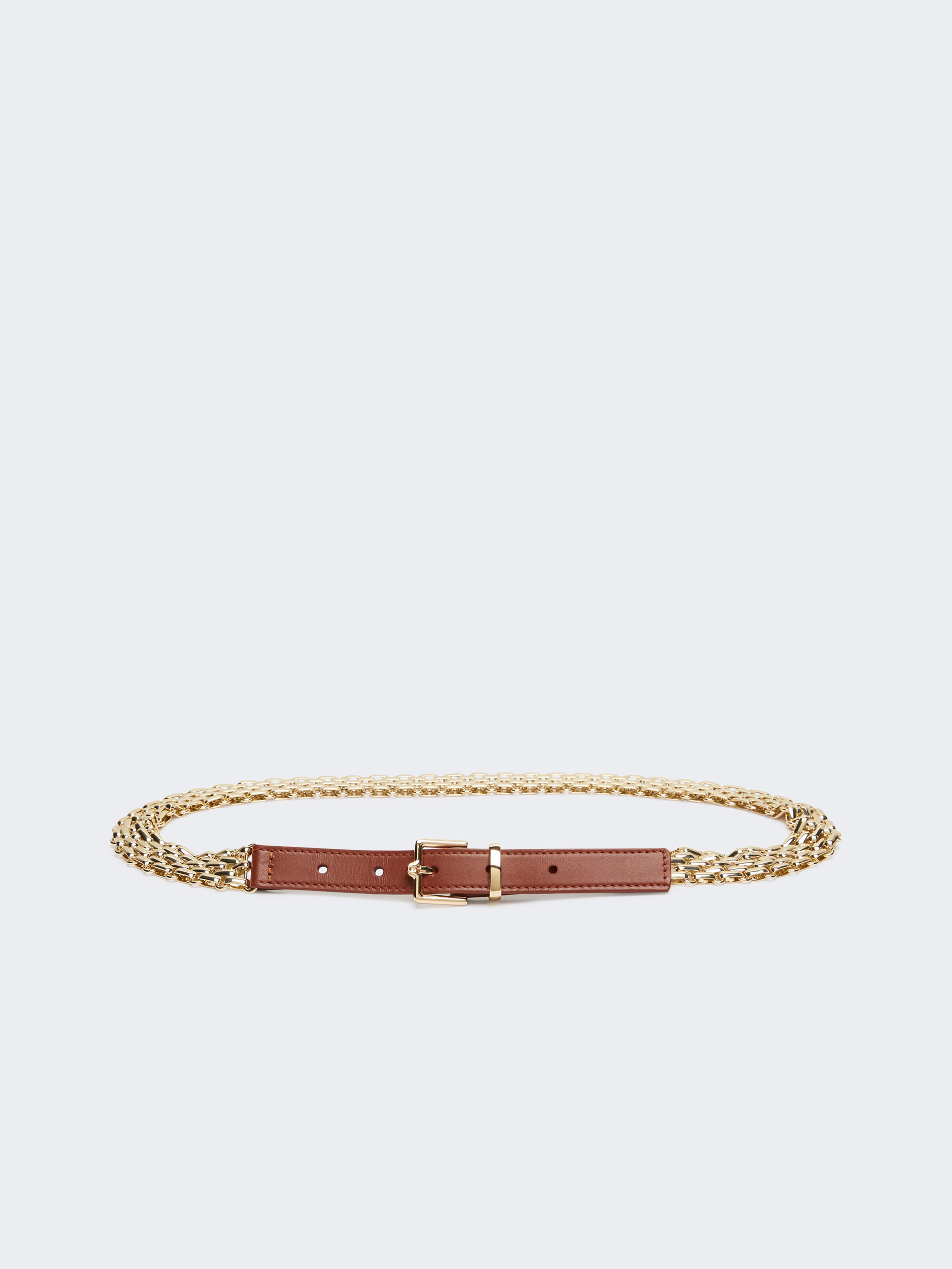 Metallic chain and leather belt - GOLD - Weekend Max Mara