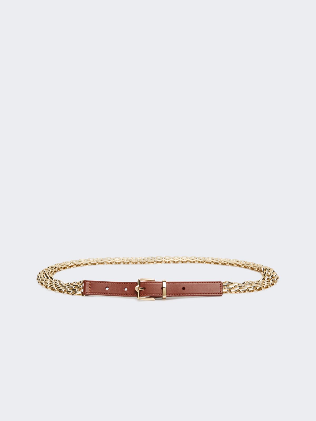 Metallic chain and leather belt - GOLD - Weekend